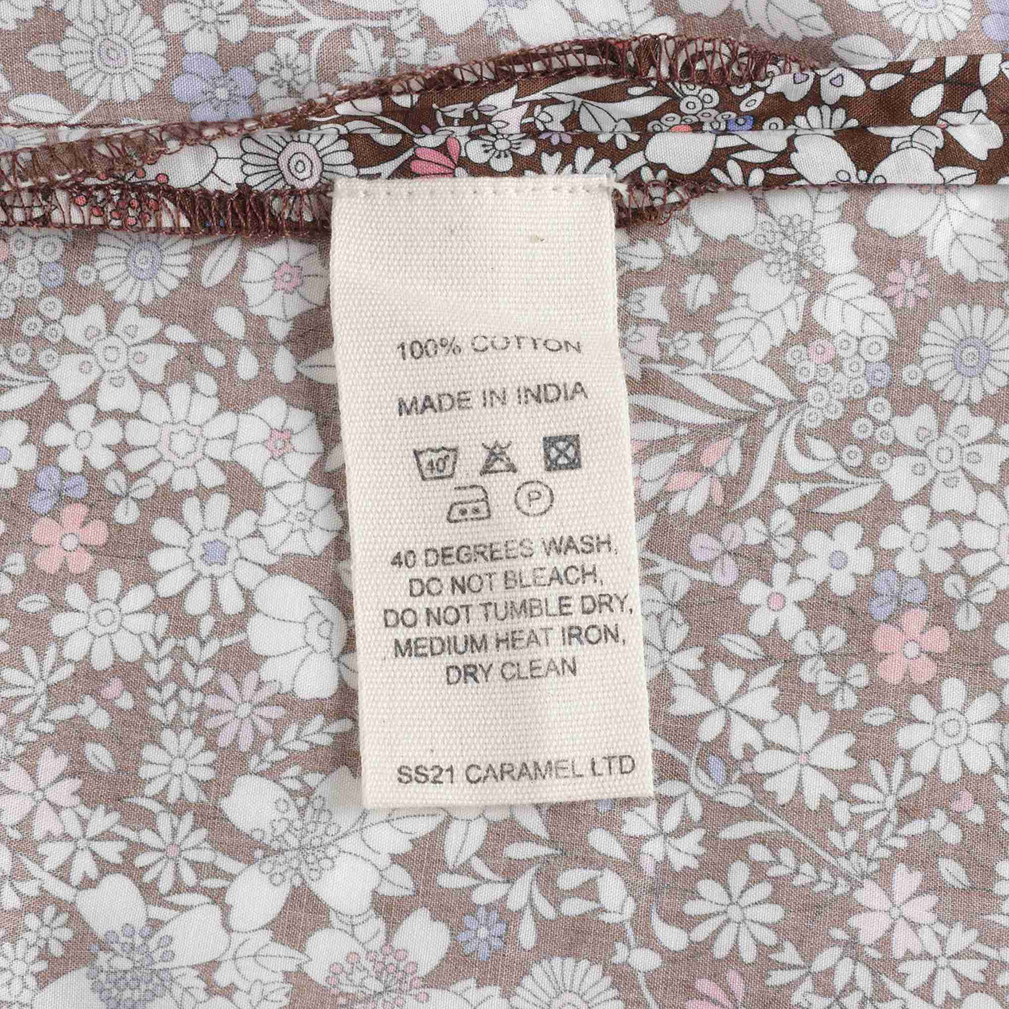 Baby Girls Brown Floral Cotton Dress
