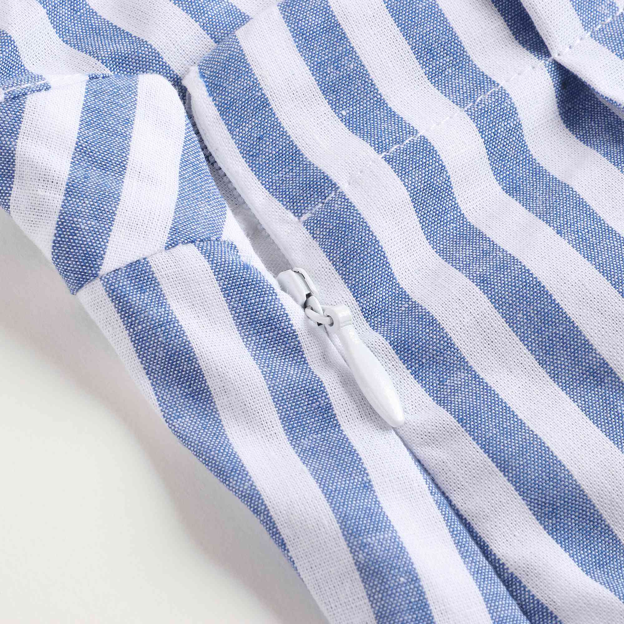 Girls White & Blue Striped Dress