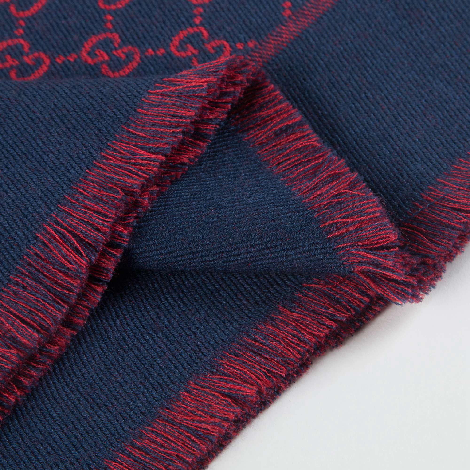 Girls Blue & Red Wool Silk Scarf
