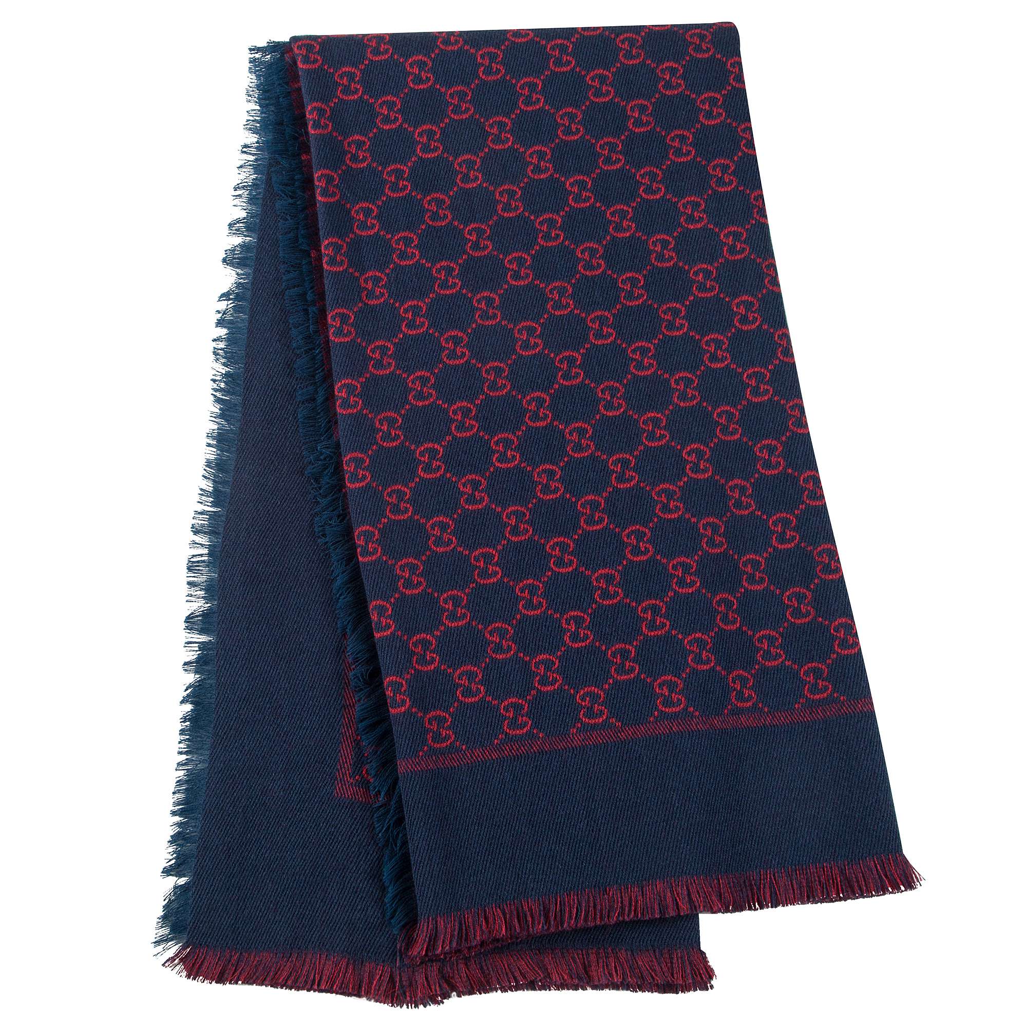 Girls Blue & Red Wool Silk Scarf