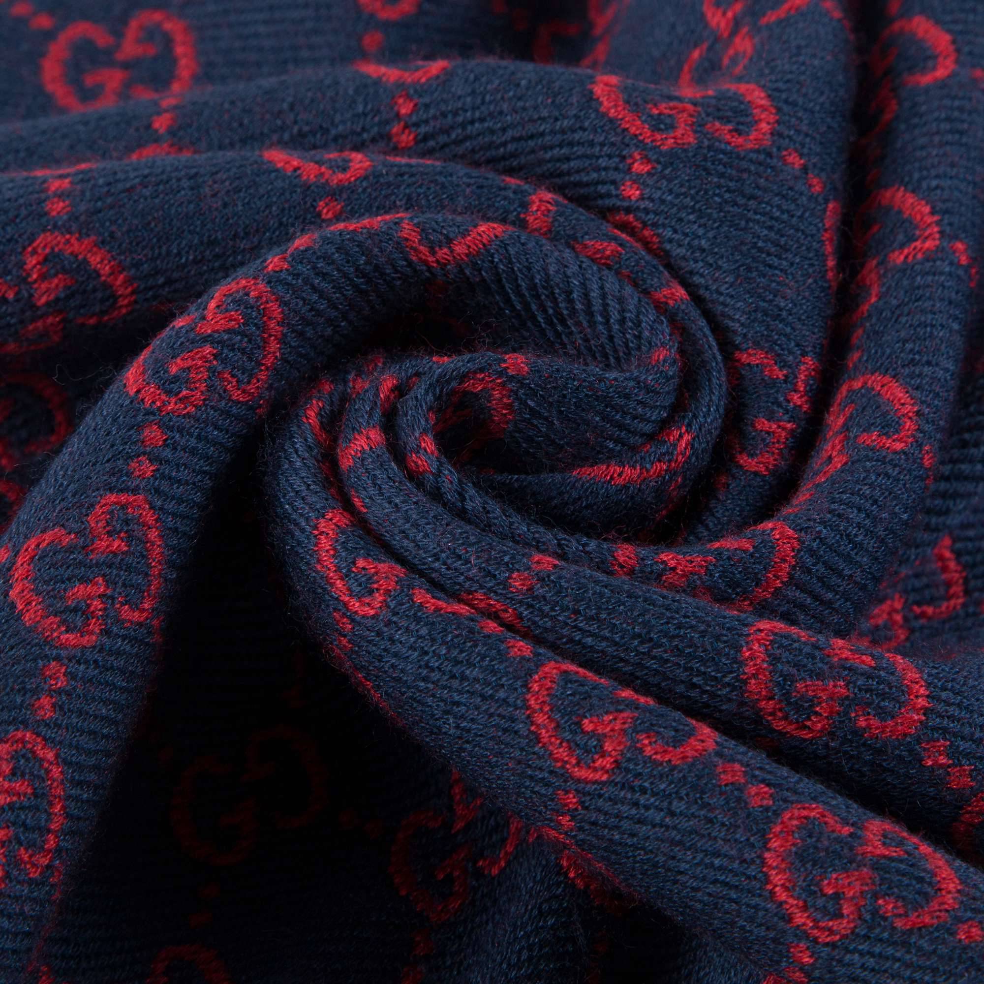Girls Blue & Red Wool Silk Scarf