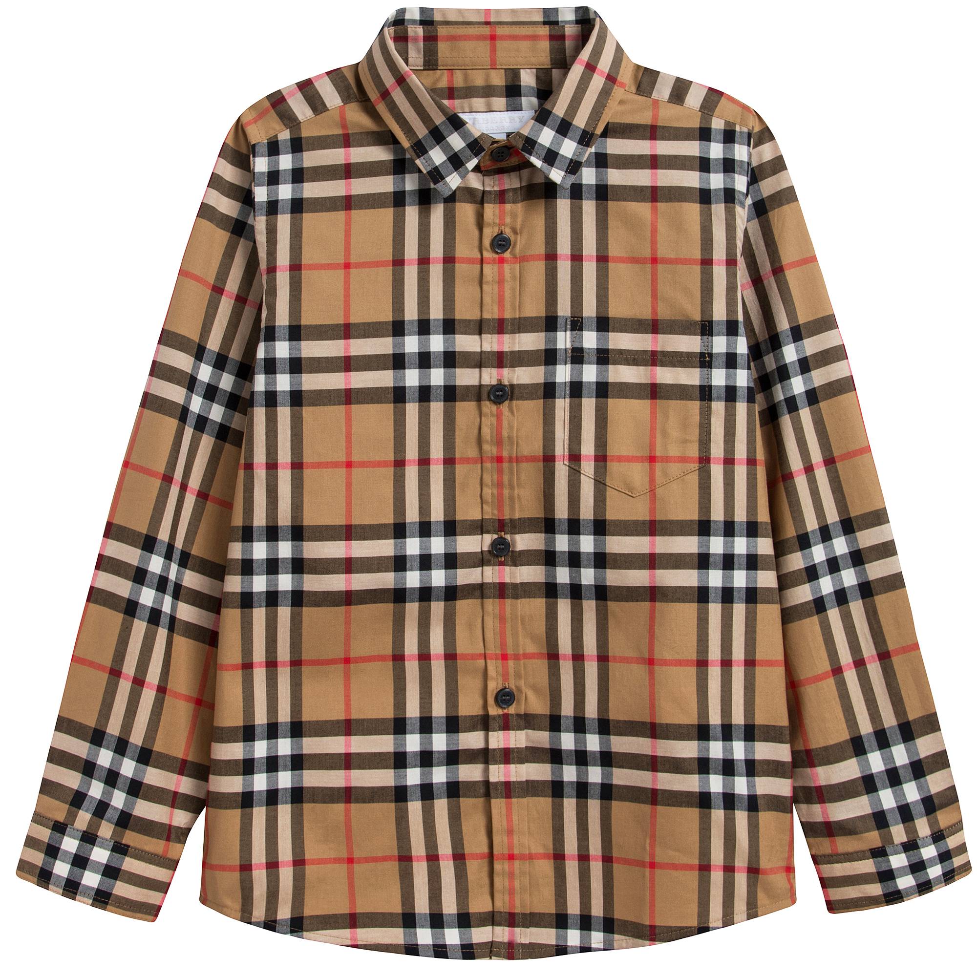 Boys Antique Yellow Check Cotton Shirt