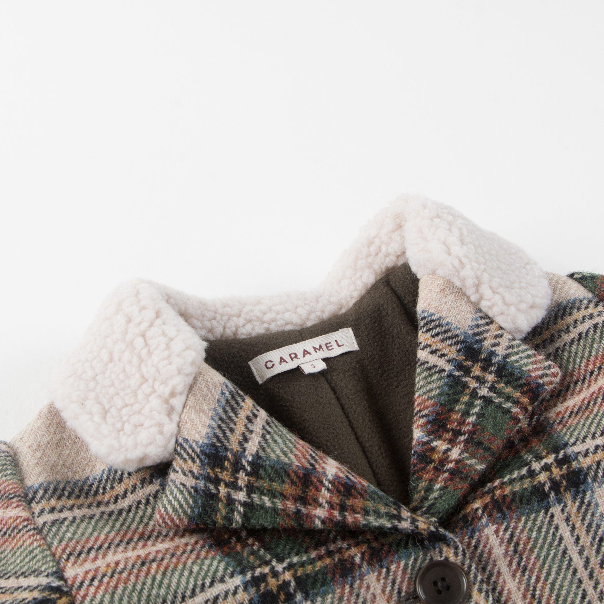 Girls Beige Check Wool Coat