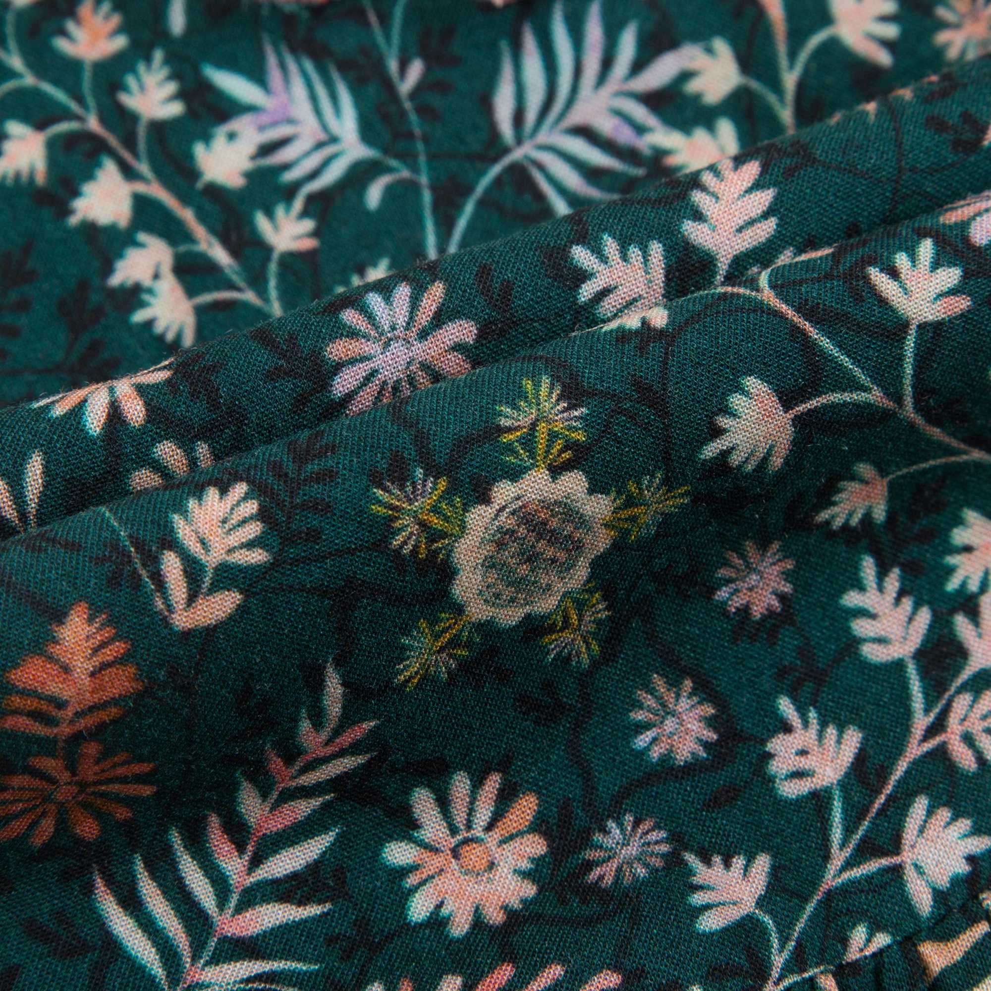 Baby Girls Dark Green Printed Romper