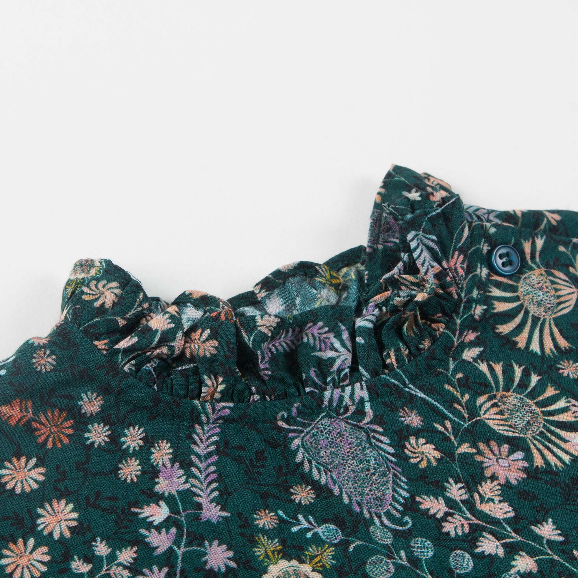 Girls Dark Green Printed Blouse