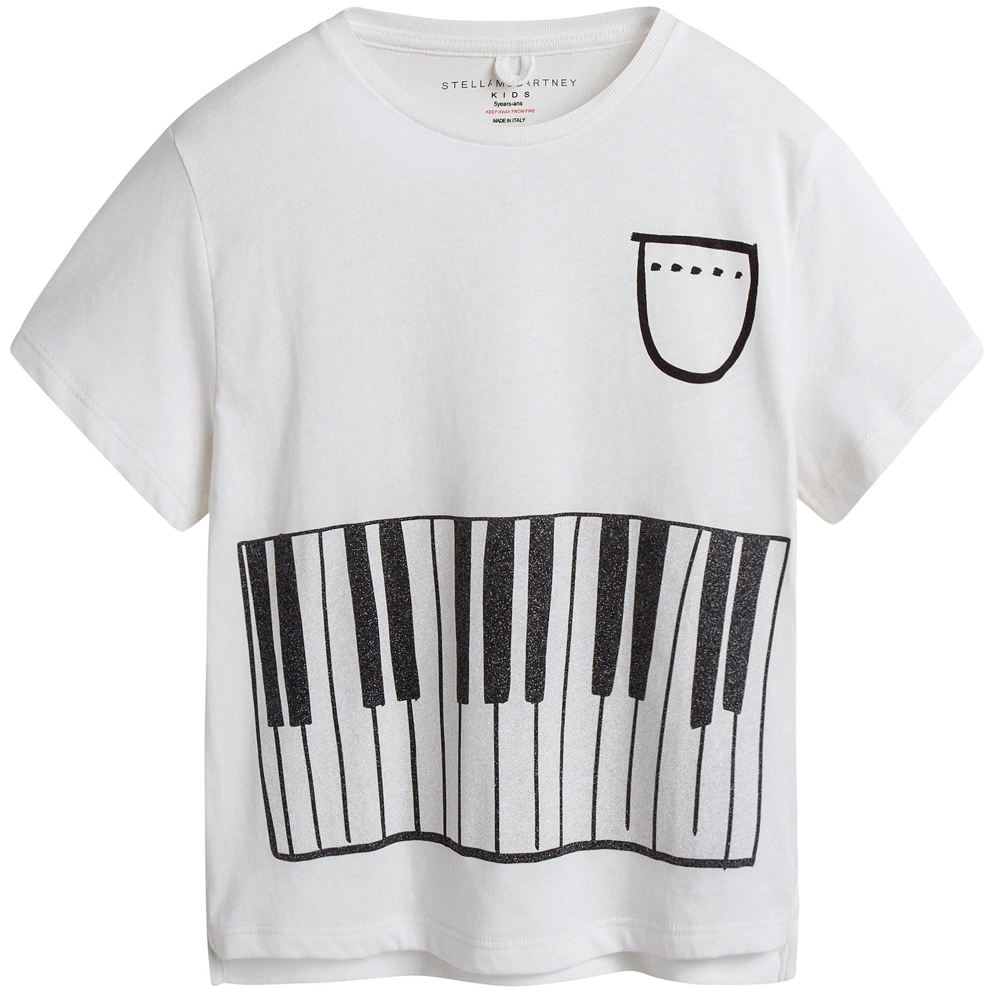 Girls White & Black Piano Print Plum T-shirt - CÉMAROSE | Children's Fashion Store - 2