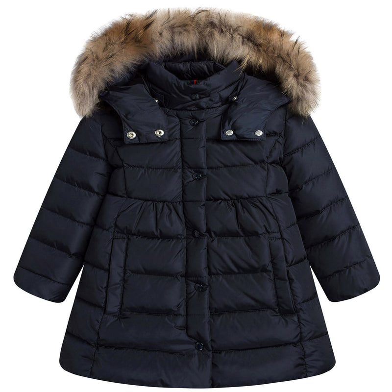Baby Girls Navy Blue Plush Trims Hooded 'Neste'Jacket - CÉMAROSE | Children's Fashion Store - 1