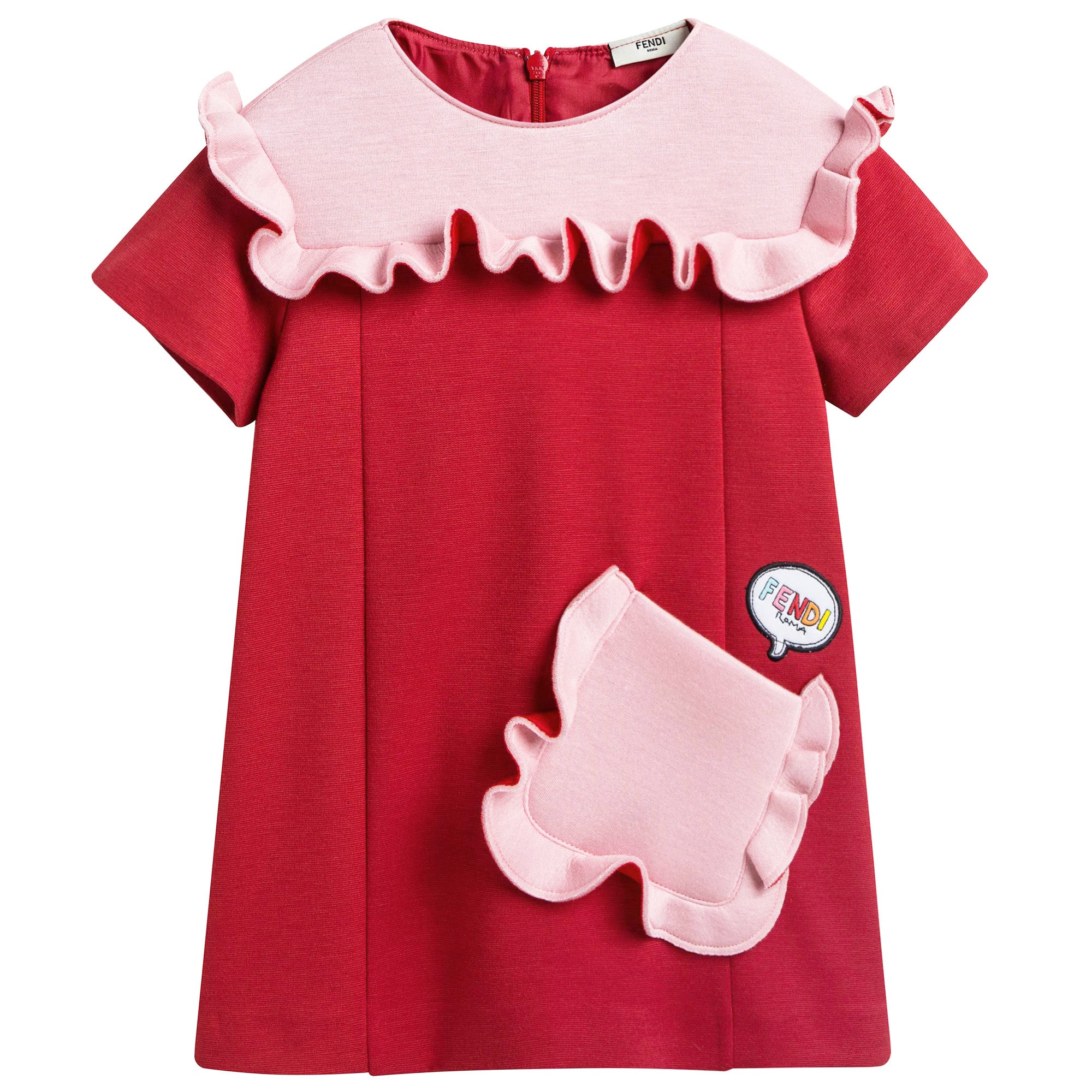 Baby Girls Red & Pink Neoprene Dress