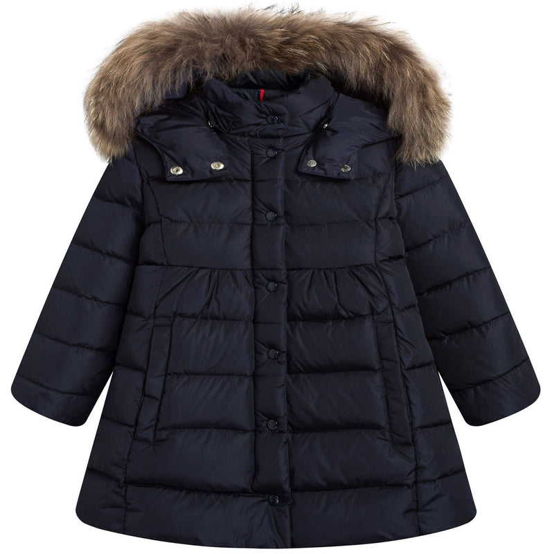 Girls Navy Blue Plush Trims Hooded 'Neste'Jacket - CÉMAROSE | Children's Fashion Store - 1