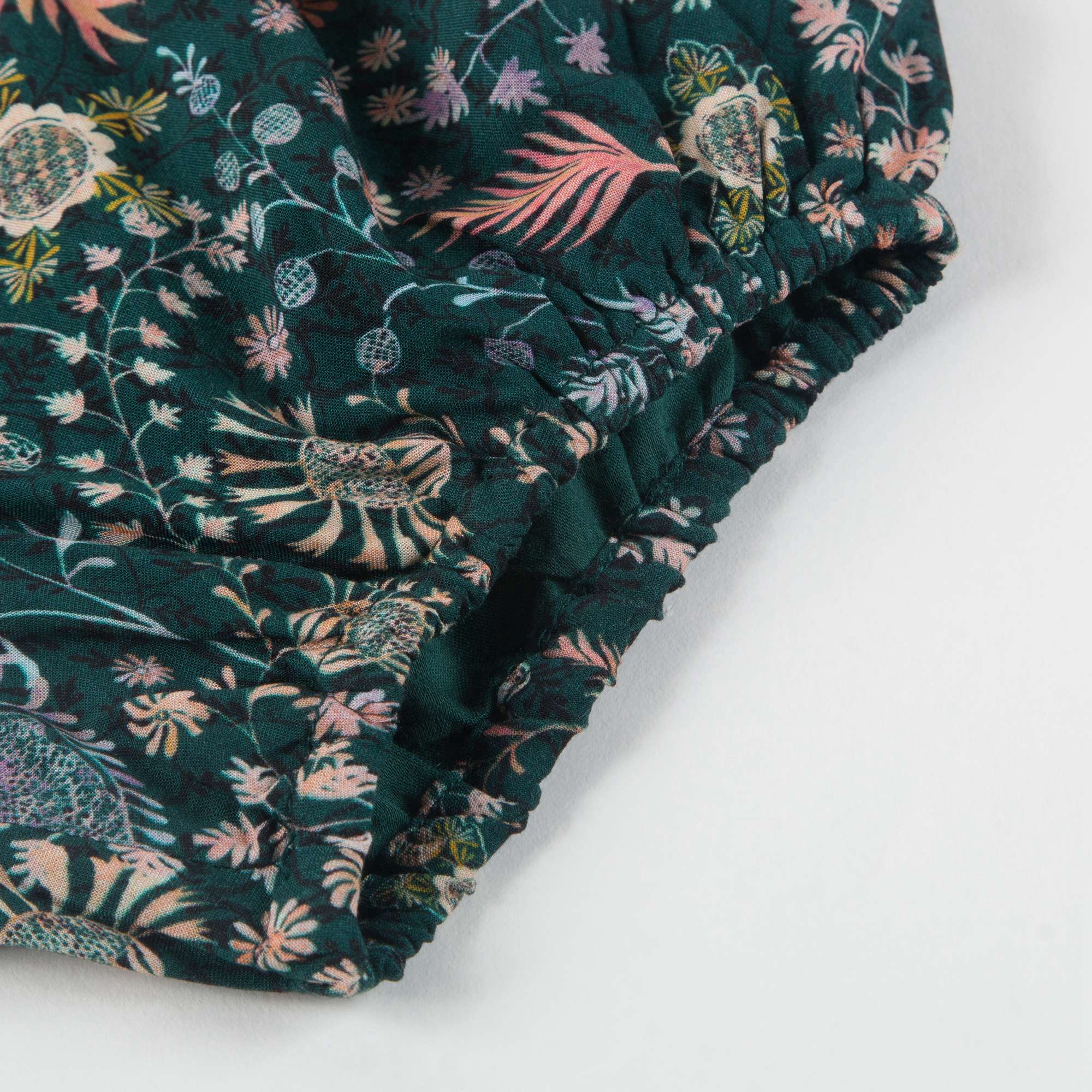 Baby Girls Dark Green Printed Shorts
