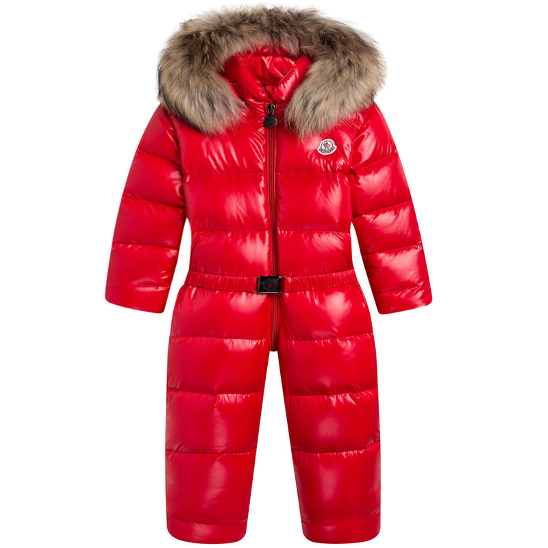 Baby Red Plush Trims Hooded Padded Down 'Crystal'Snowsuit - CÉMAROSE | Children's Fashion Store - 1