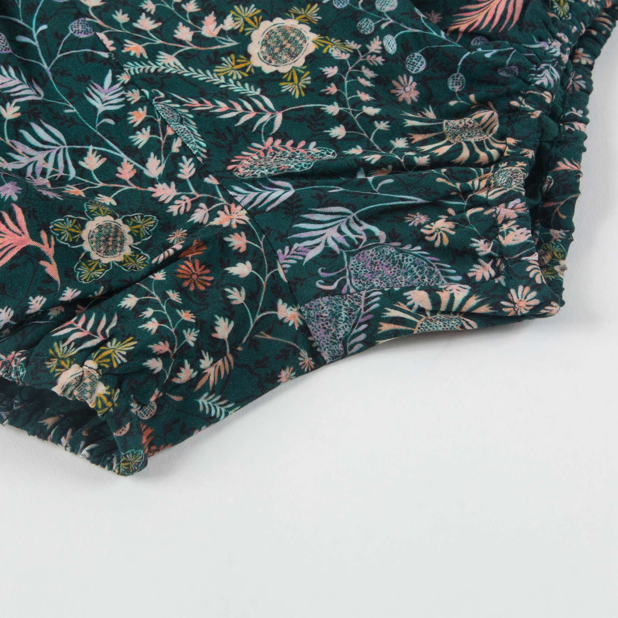 Baby Girls Dark Green Printed Shorts