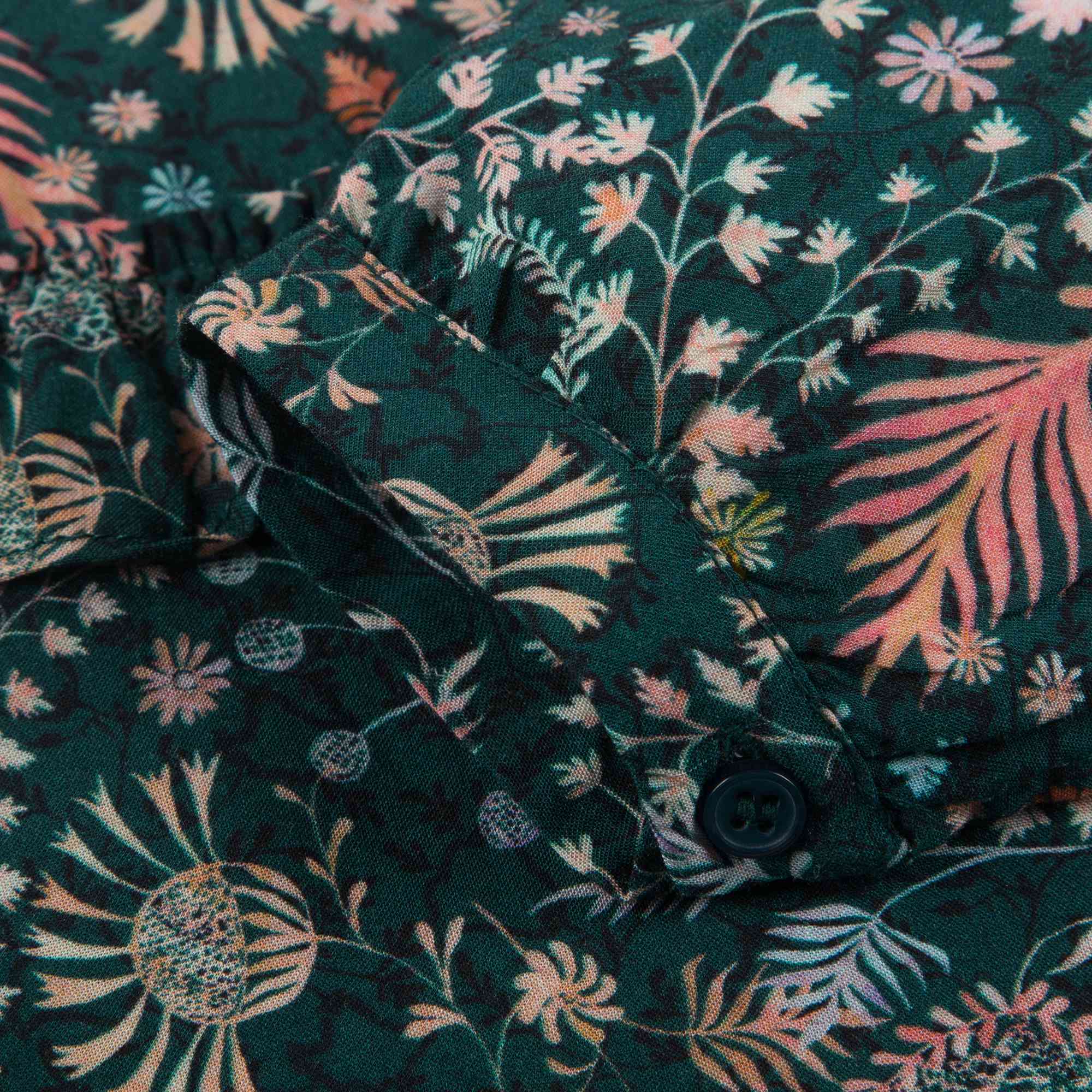 Girls Dark Green Printed Dresse