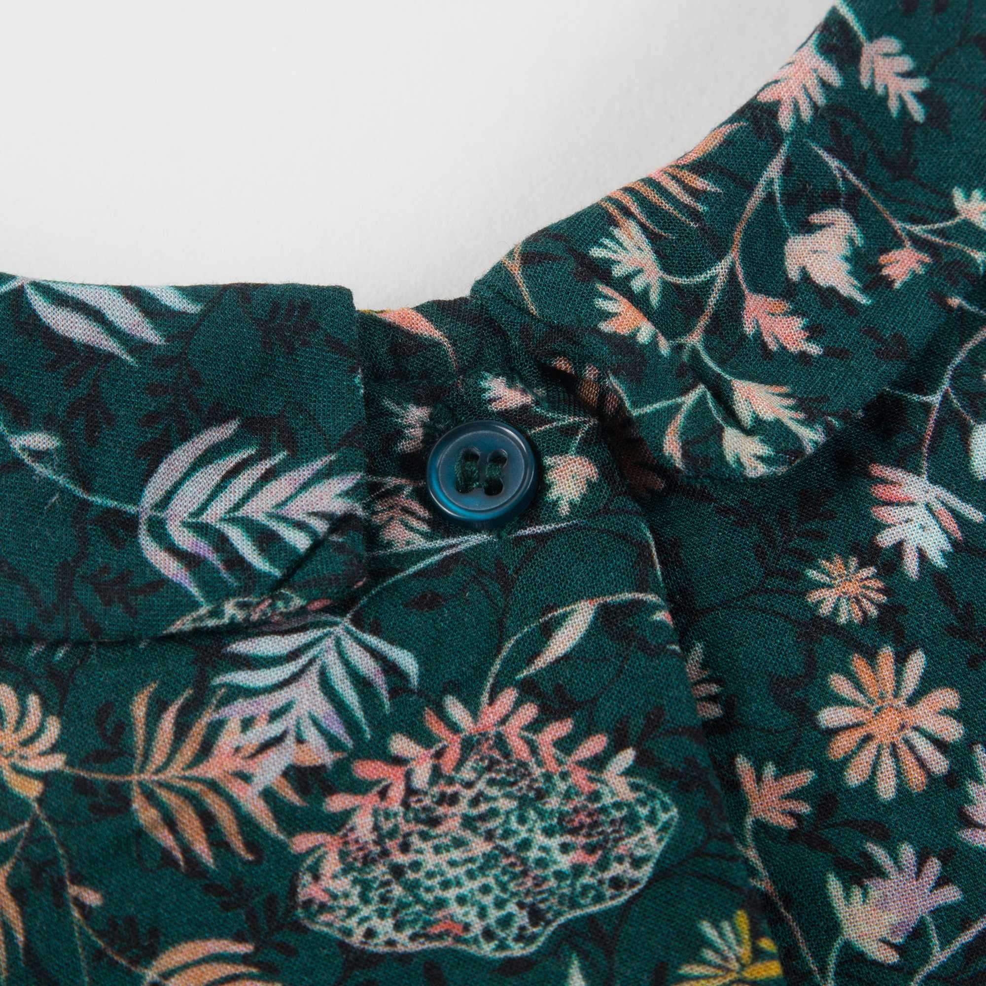 Girls Dark Green Printed Dresse