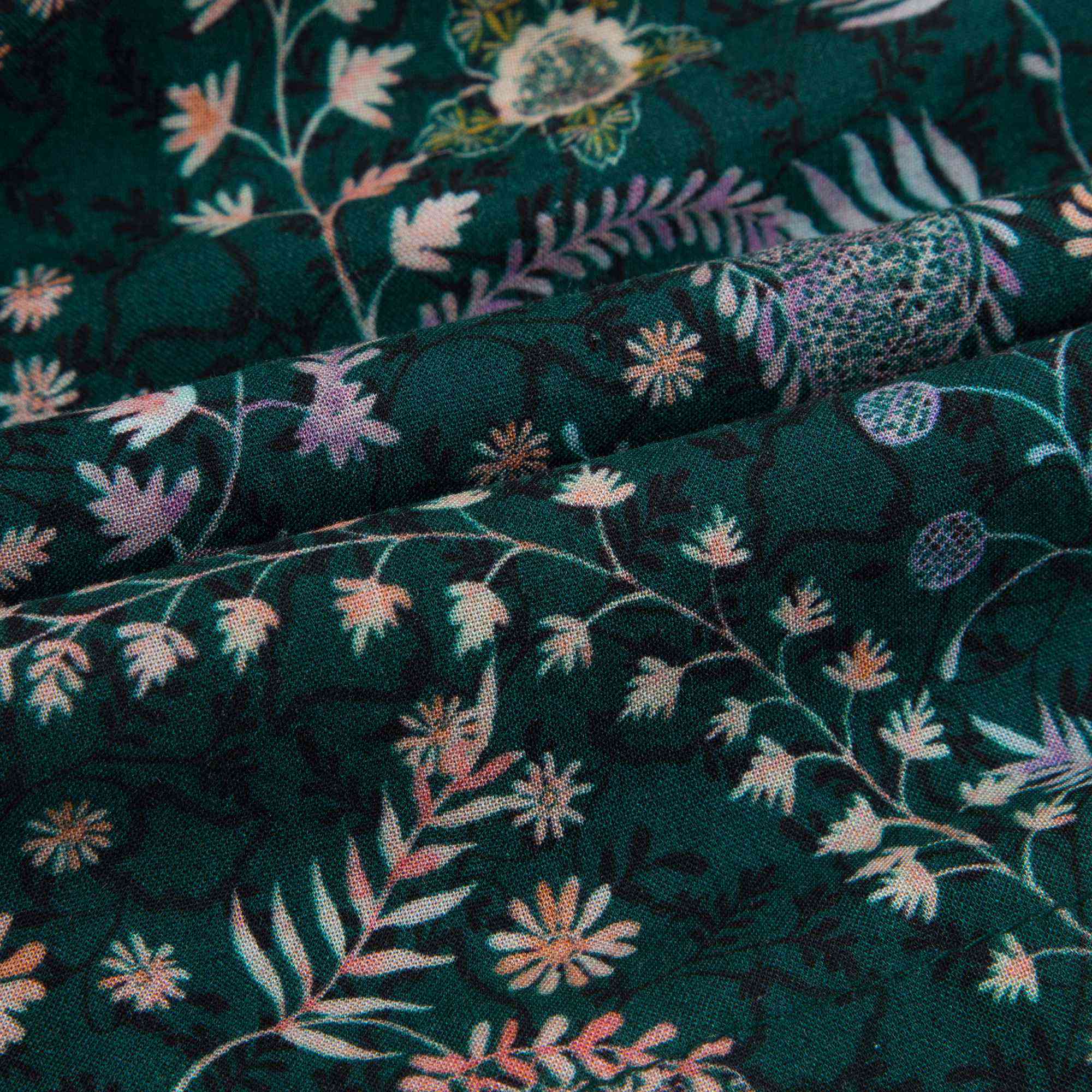 Girls Dark Green Printed Dresse