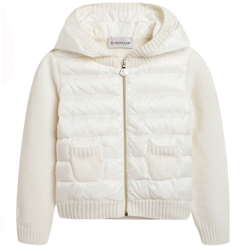 Girls White Knitted Hooded Cardigan - CÉMAROSE | Children's Fashion Store - 1