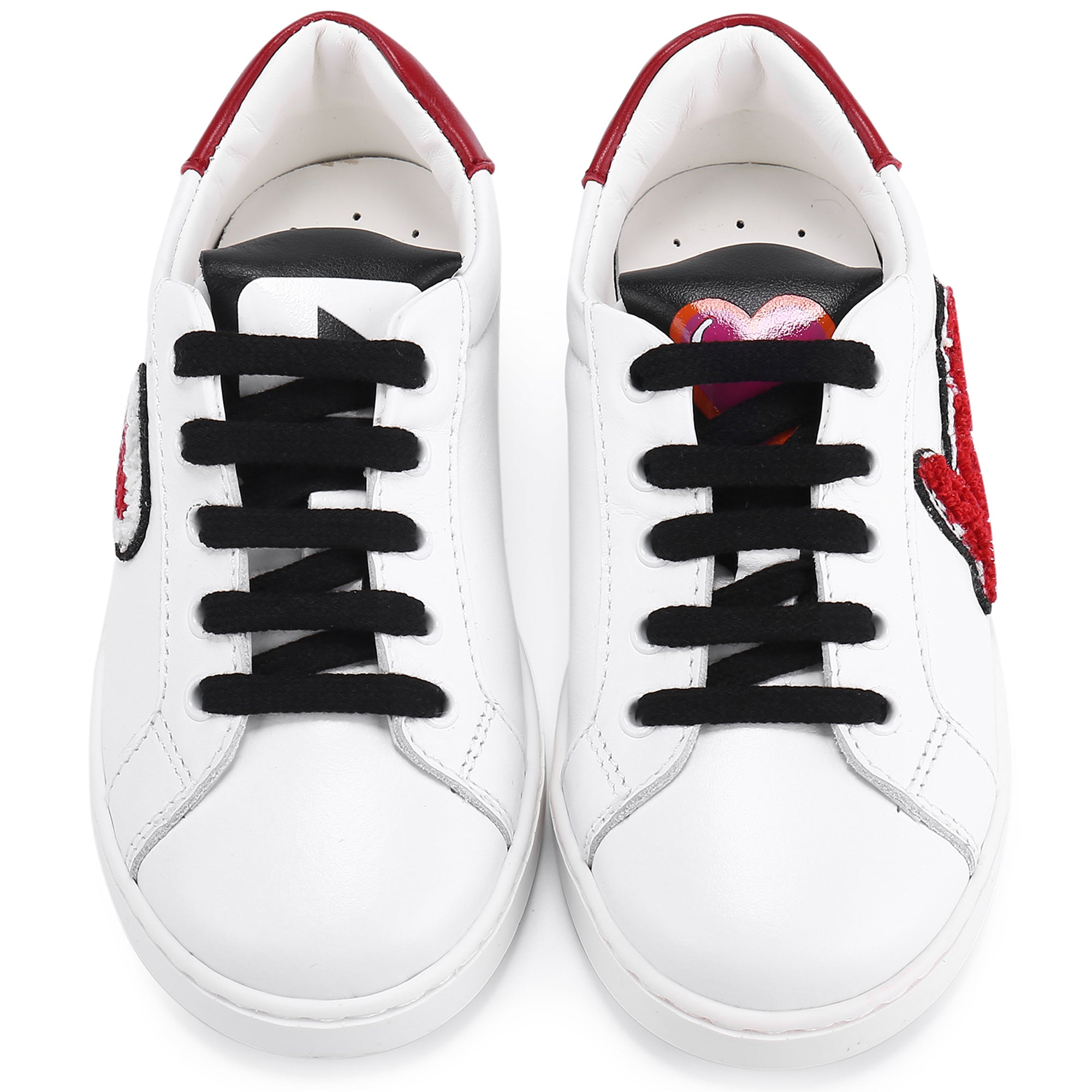Girls White Trainers With Red Hearts