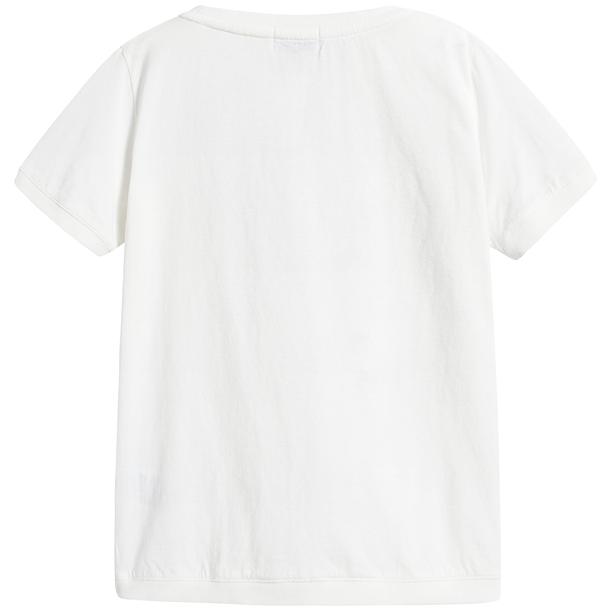Girls White Printed Cotton T-shirt