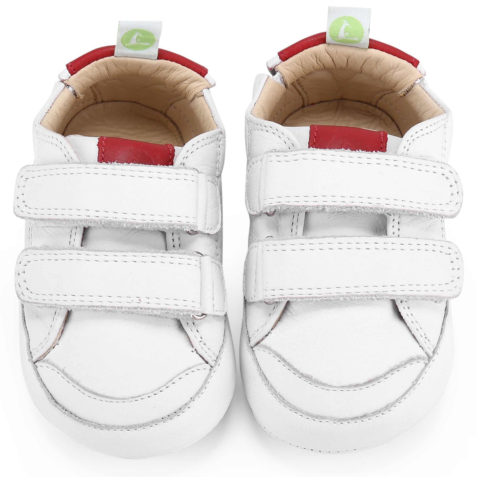 Baby White & Red Leather Trainers