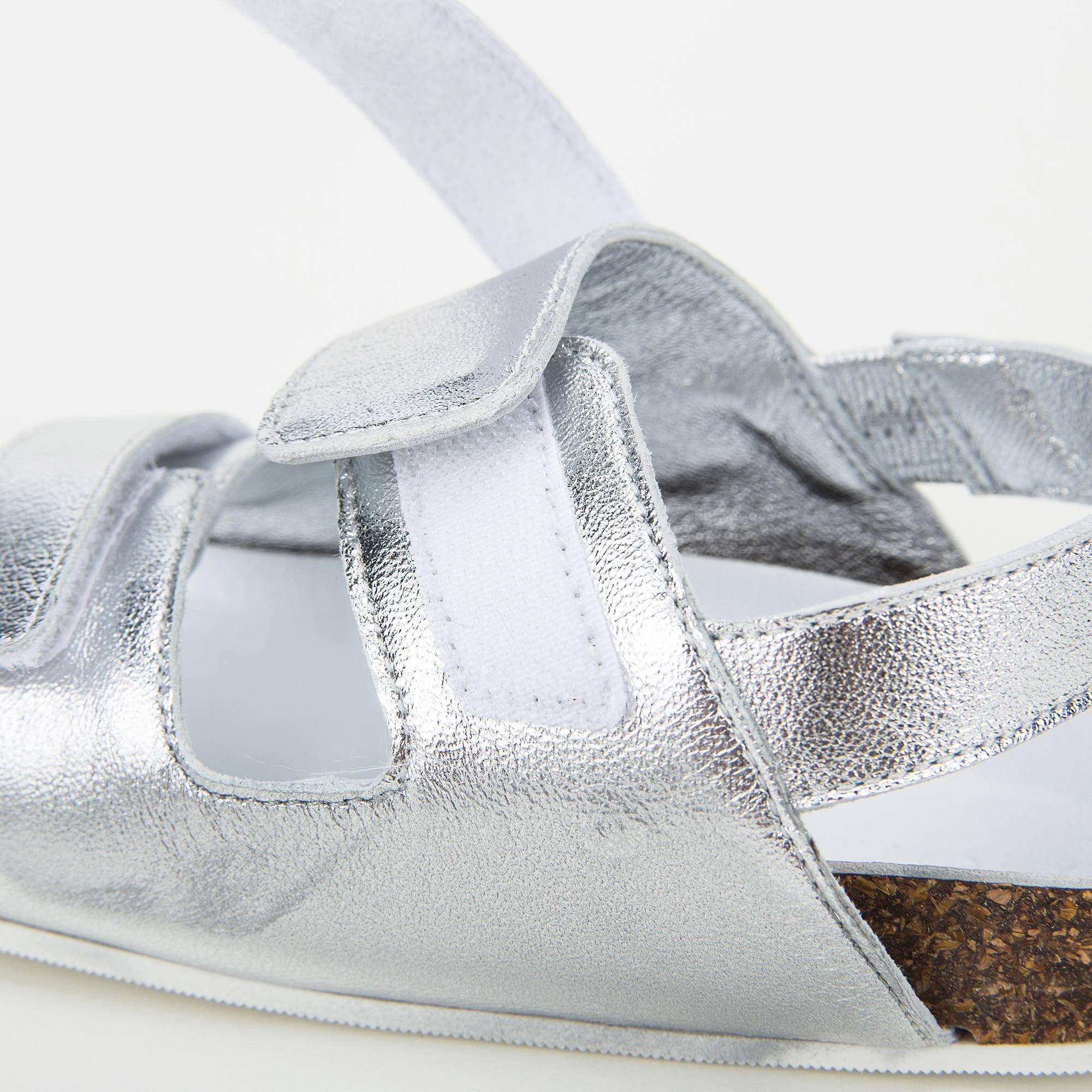 Girls Silver Leather Sandals