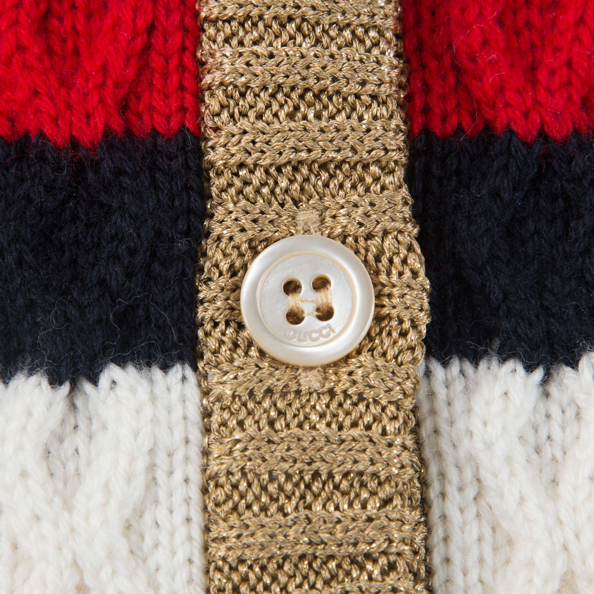Baby Girls White Striped  Wool  Cardigan