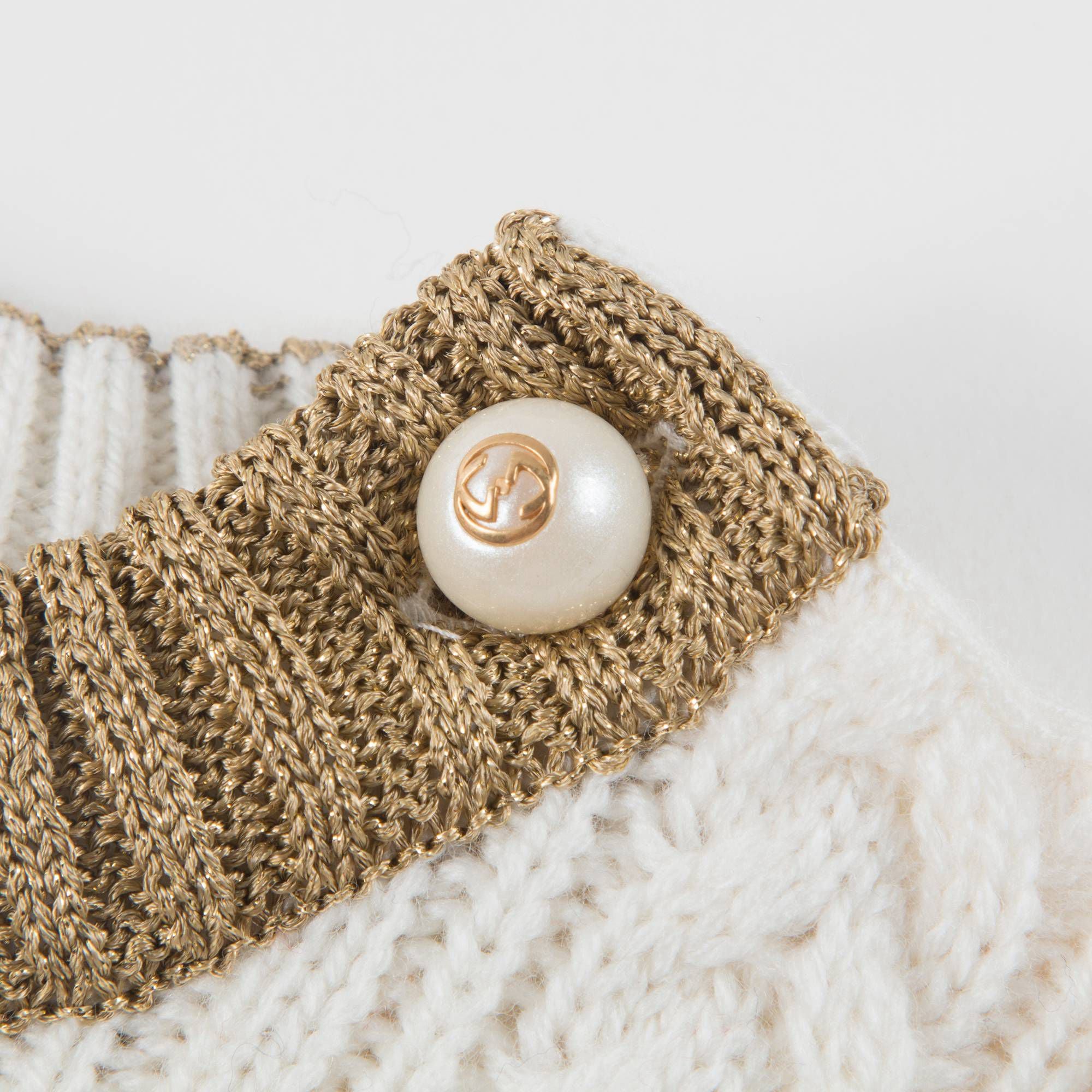 Baby Girls White Striped  Wool Sweater
