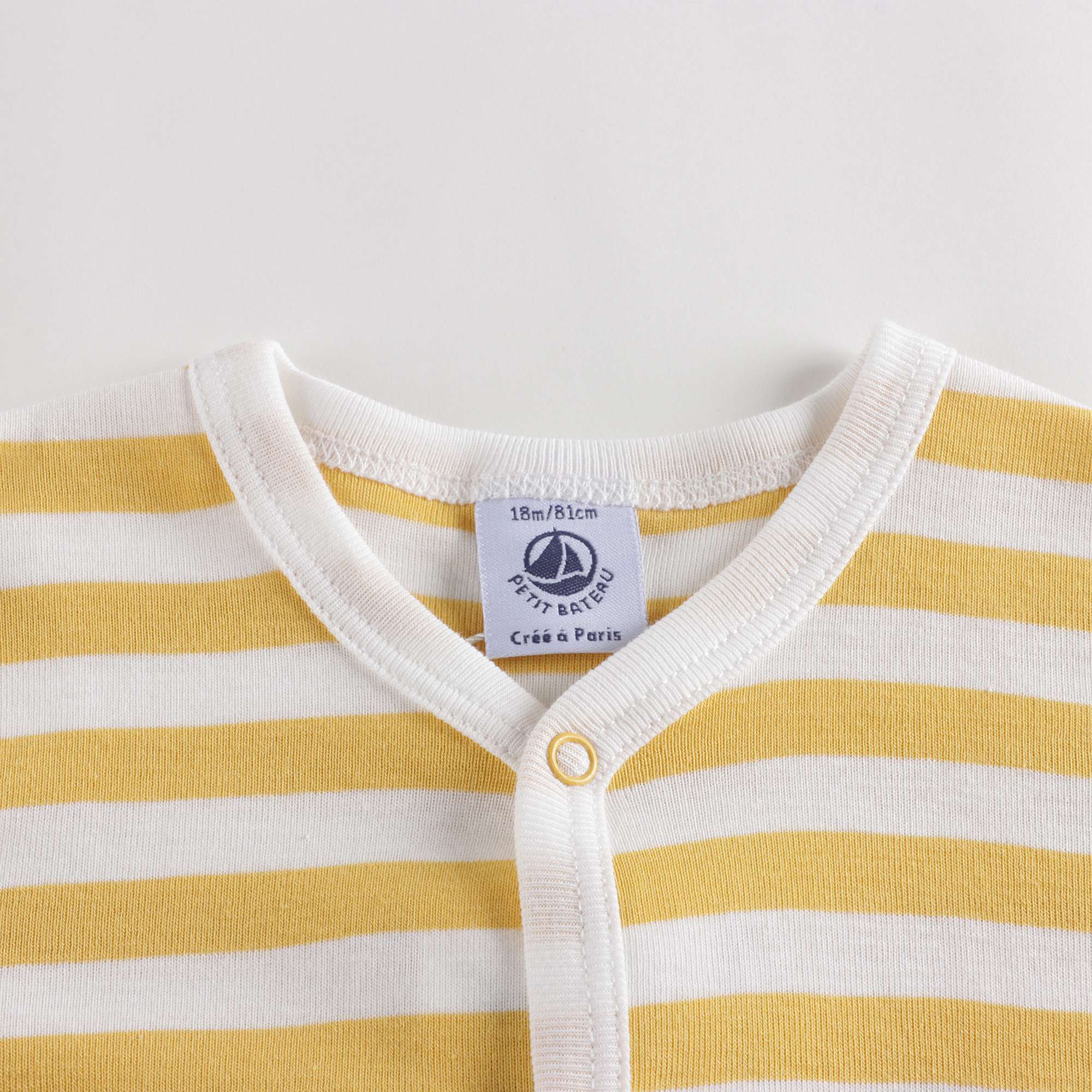Baby Boys Yellow Stripes Cotton Babysuit