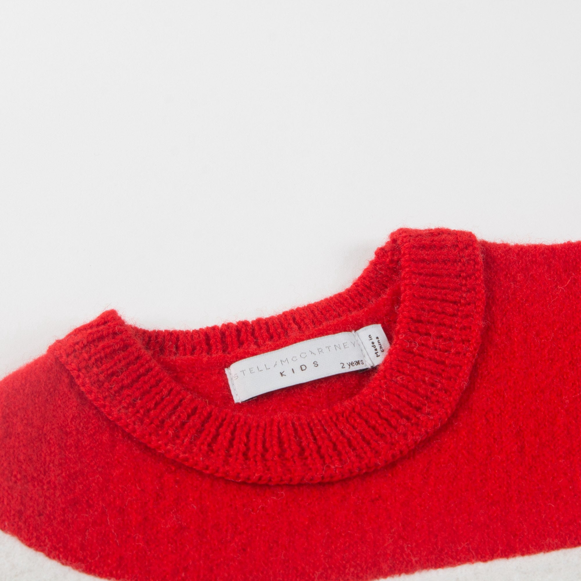 Girls White & Red Wool Sweater