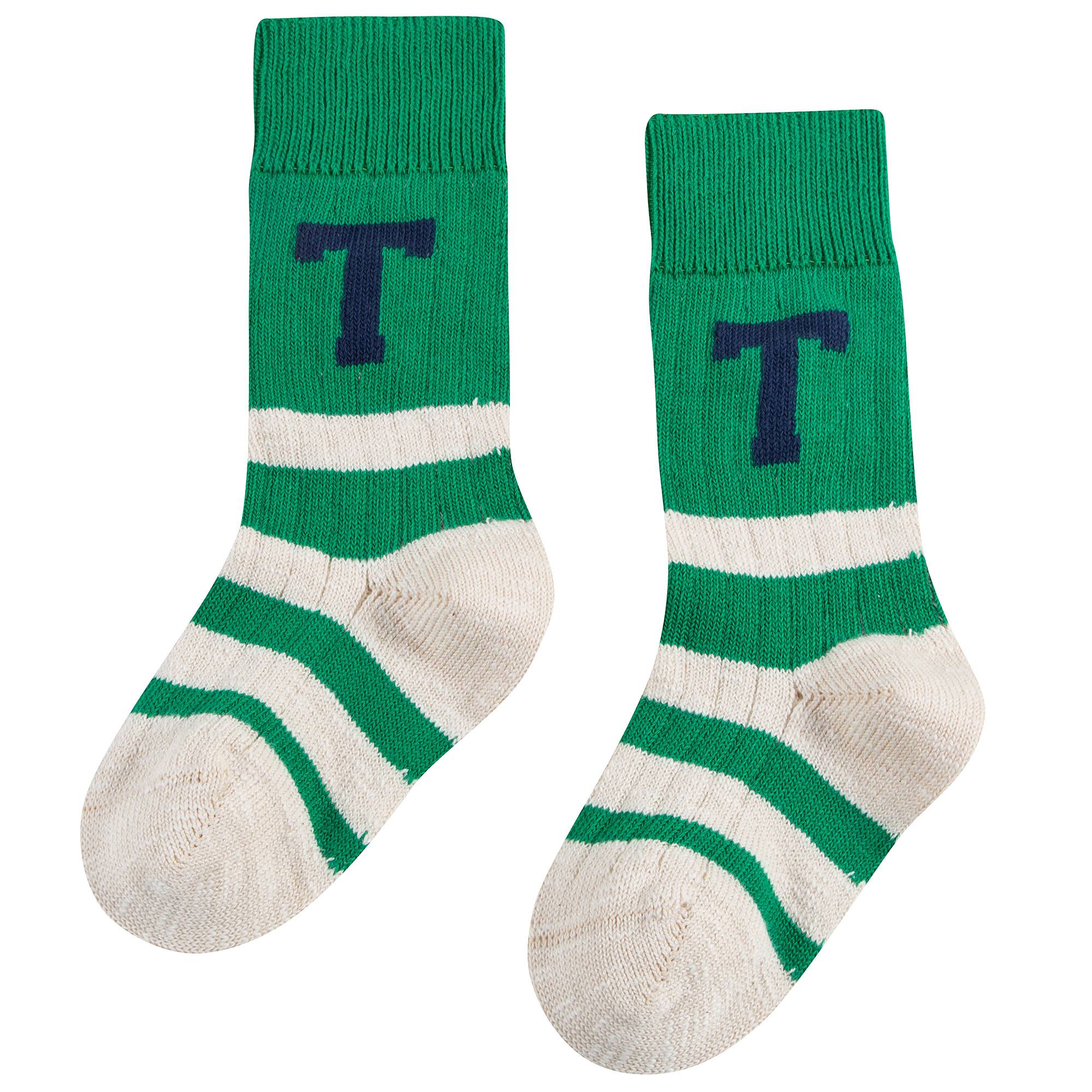 Girls & Boys Green Grass Cotton Socks