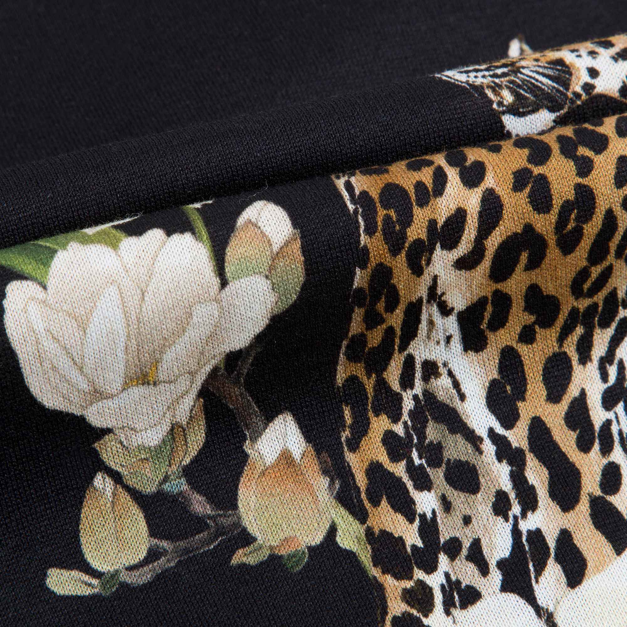 Boys Black "Leopard  Printed" Cotton T-shirt