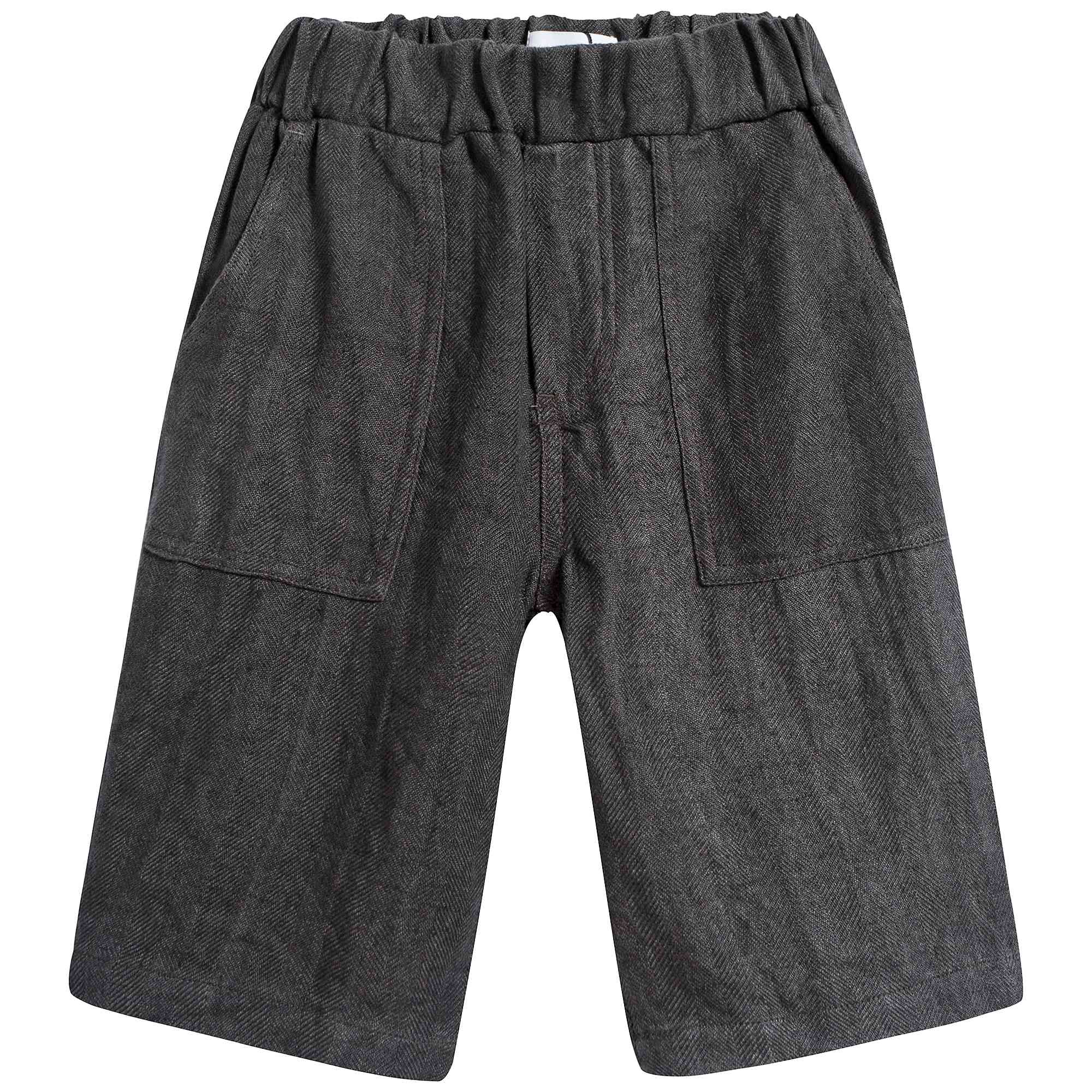 Boys Chorcoal Linen Shorts