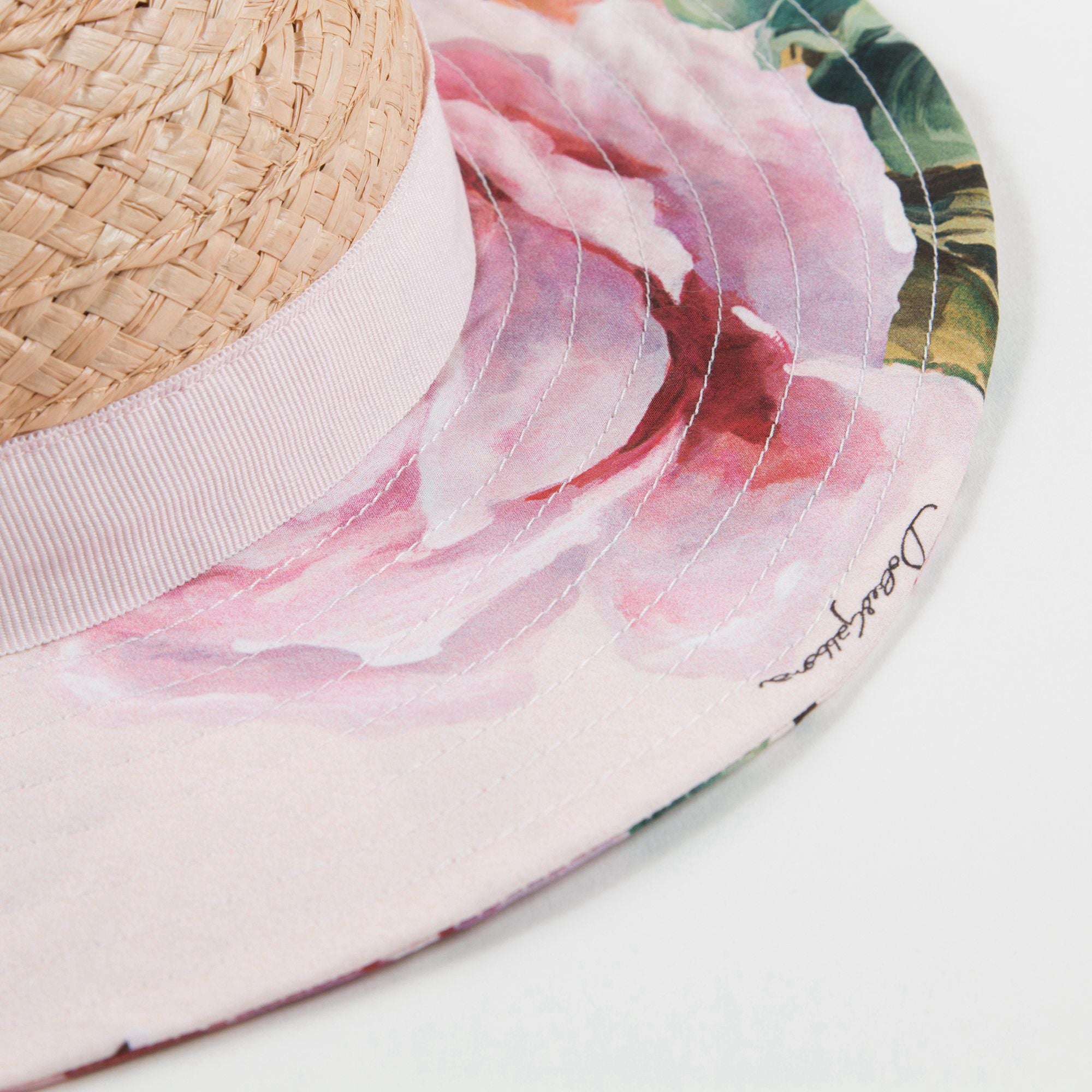 Girls Pink Flower Weave Hat