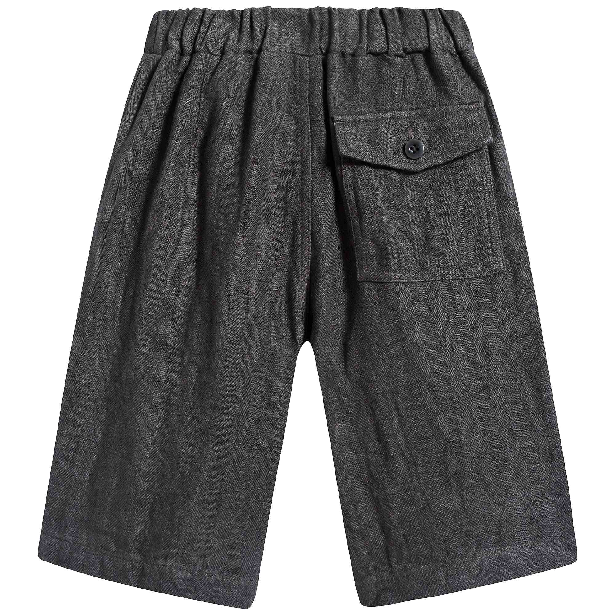 Boys Chorcoal Linen Shorts