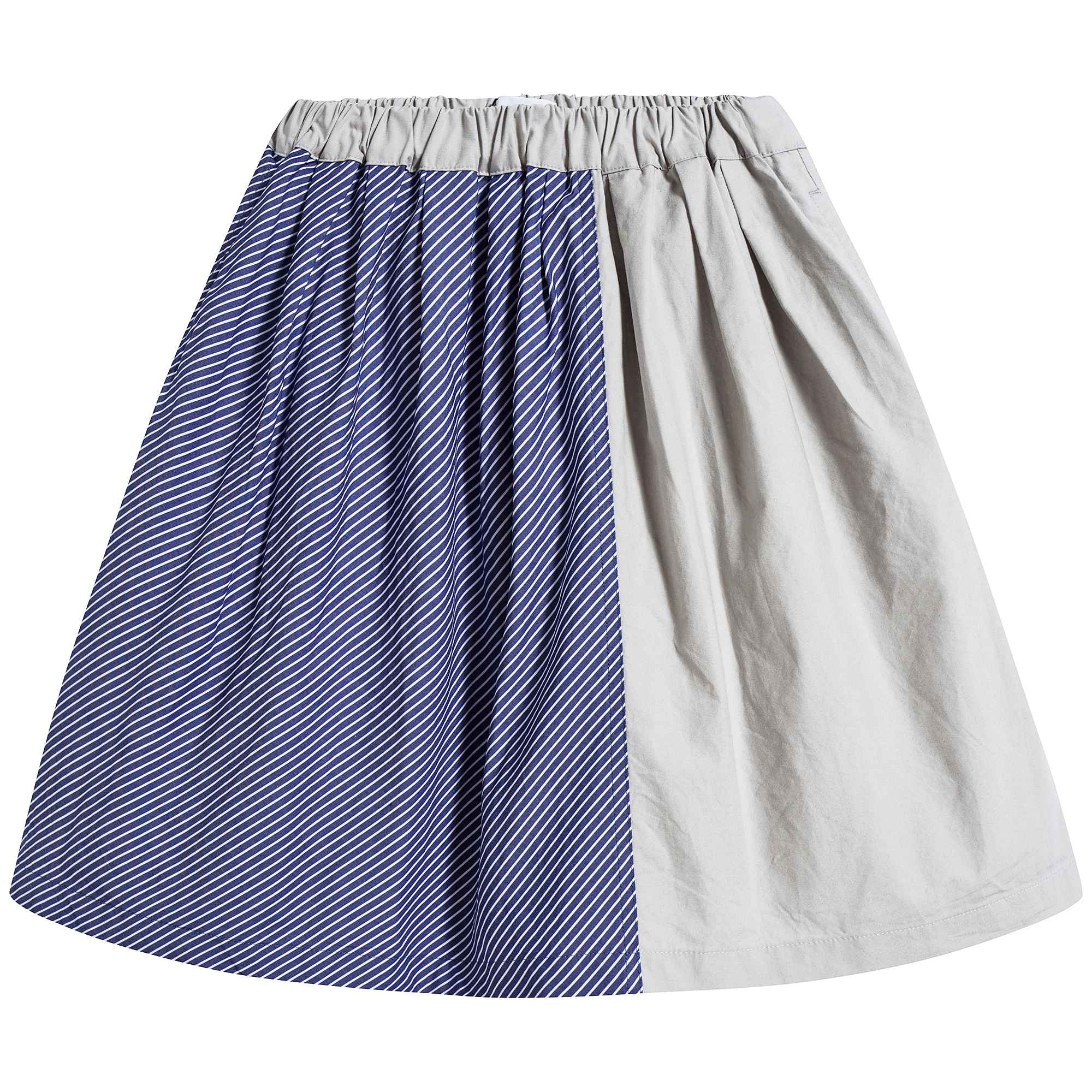 Girls Grey & Blue Bias Stripe Skirts