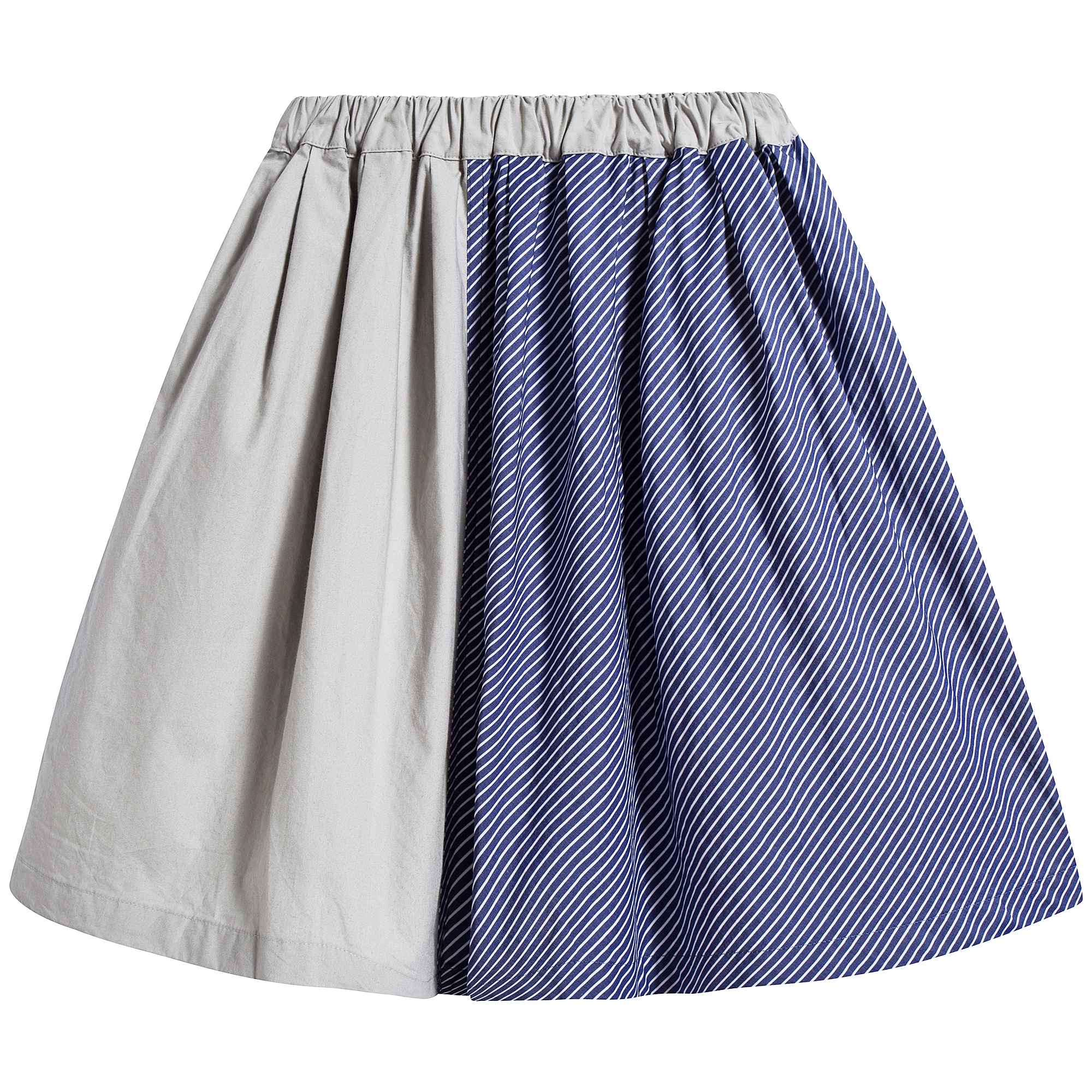 Girls Grey & Blue Bias Stripe Skirts