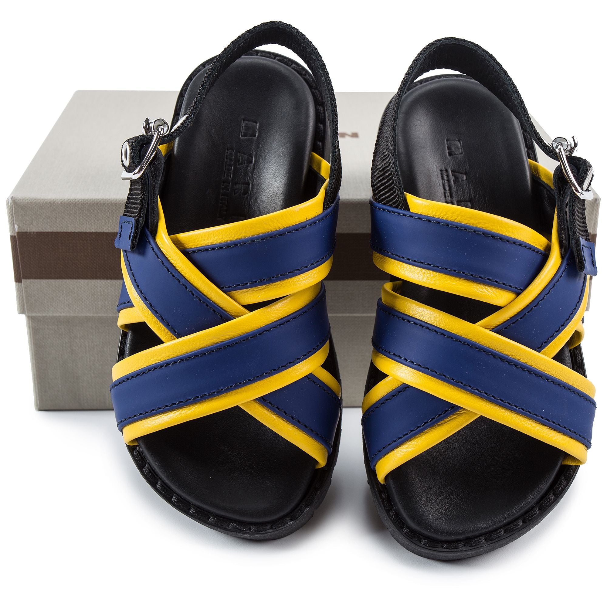 Boys Blue & Yellow Leather Sandals