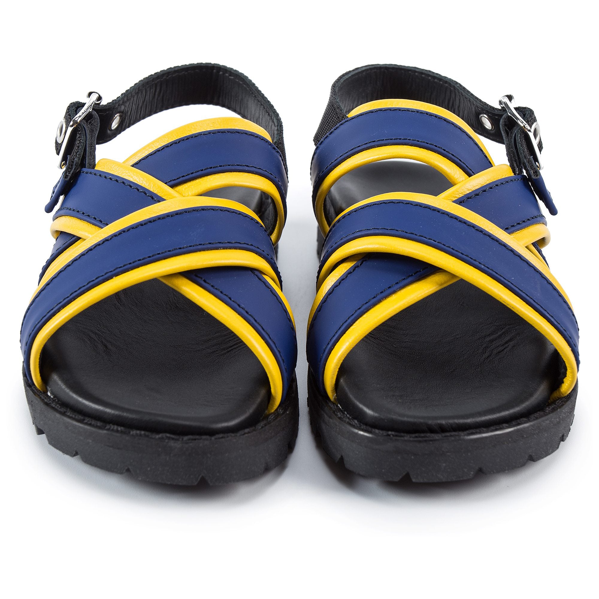 Boys Blue & Yellow Leather Sandals