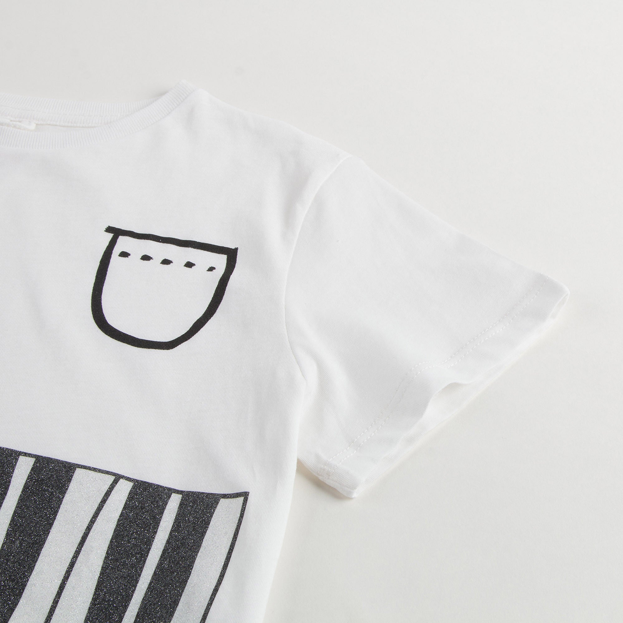 Girls White & Black Piano Print Plum T-shirt - CÉMAROSE | Children's Fashion Store - 6
