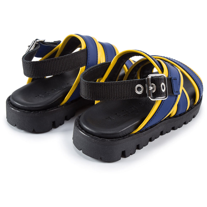 Boys Blue & Yellow Leather Sandals