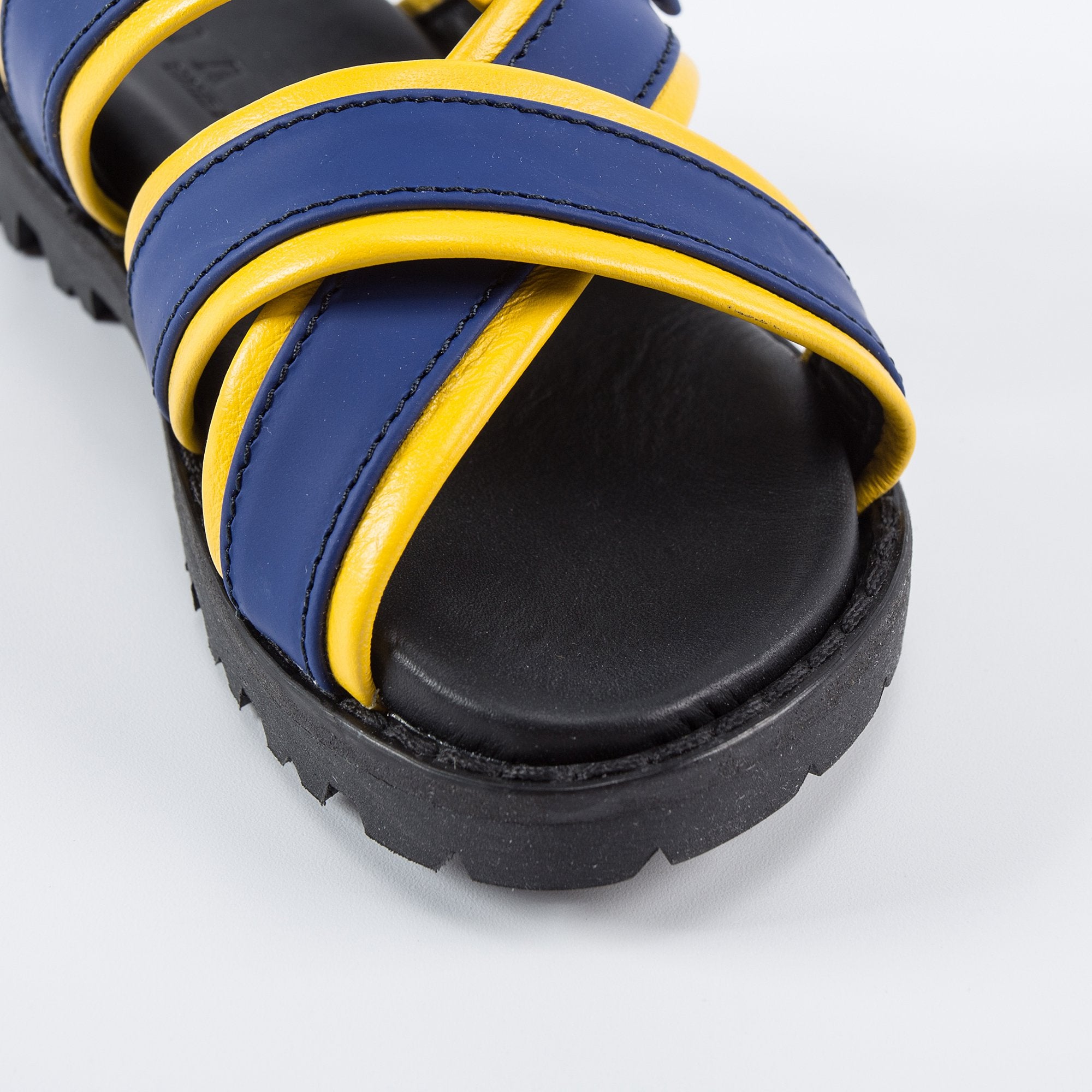 Boys Blue & Yellow Leather Sandals