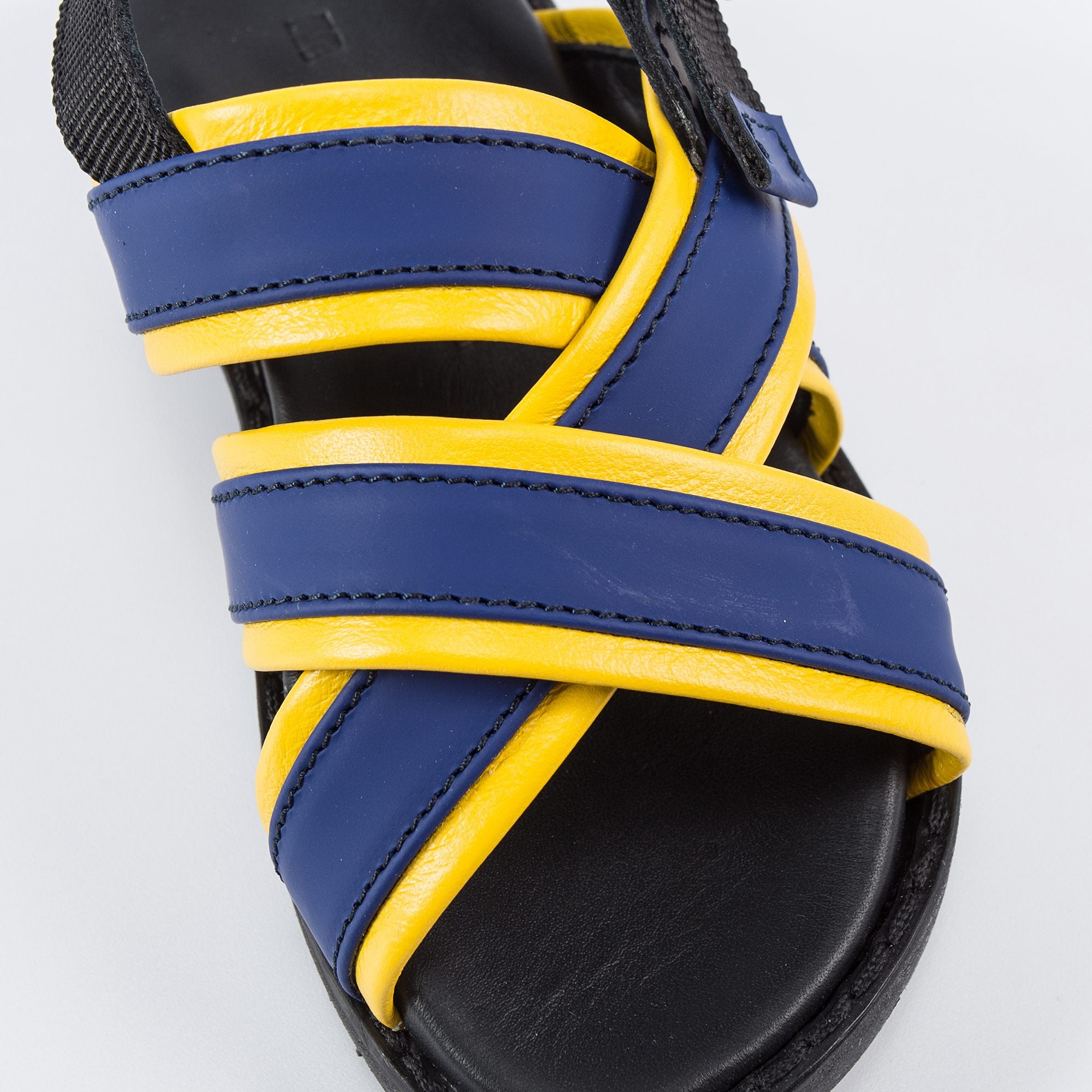 Boys Blue & Yellow Leather Sandals