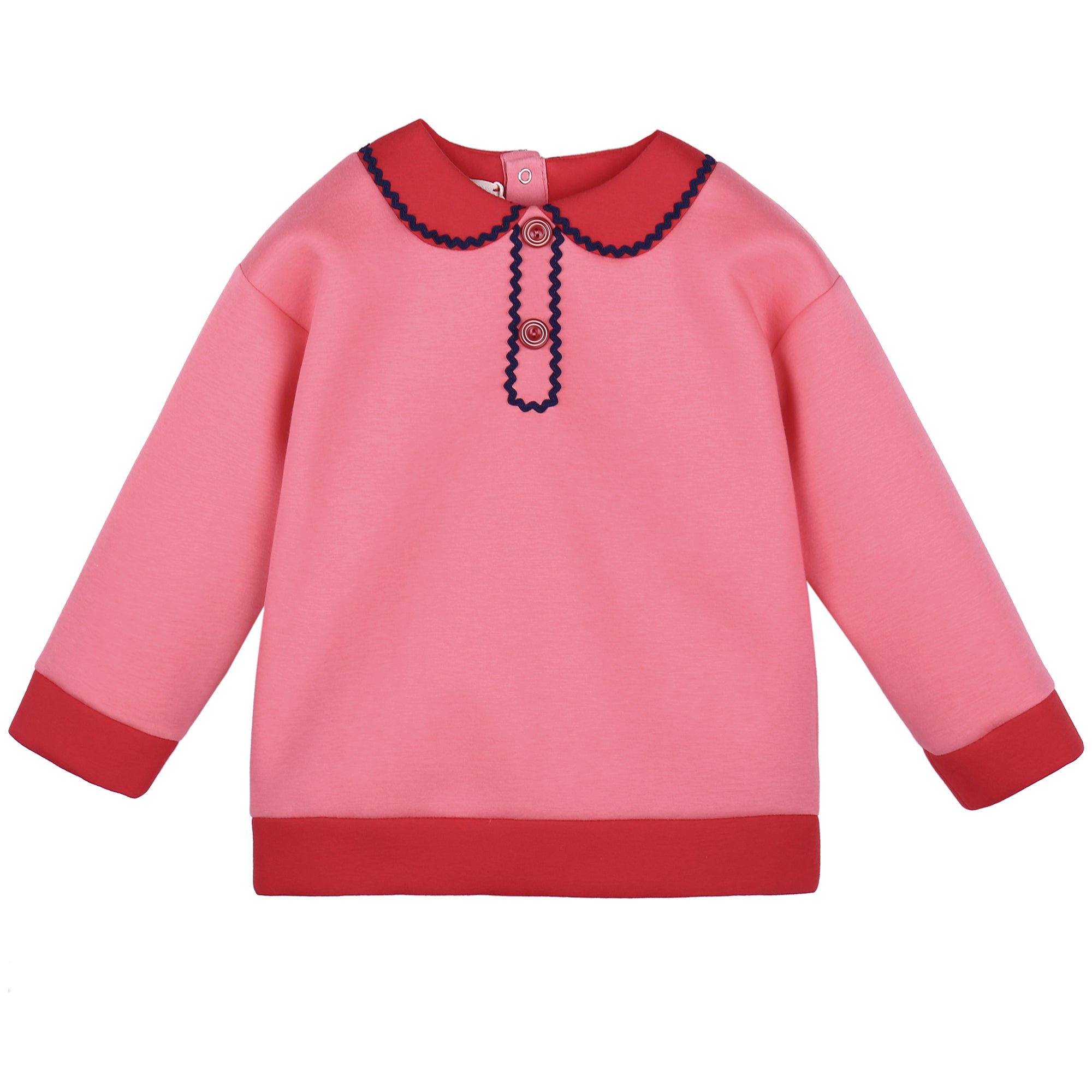 Baby Girls Pink Sweatshirt With Collar Trim
