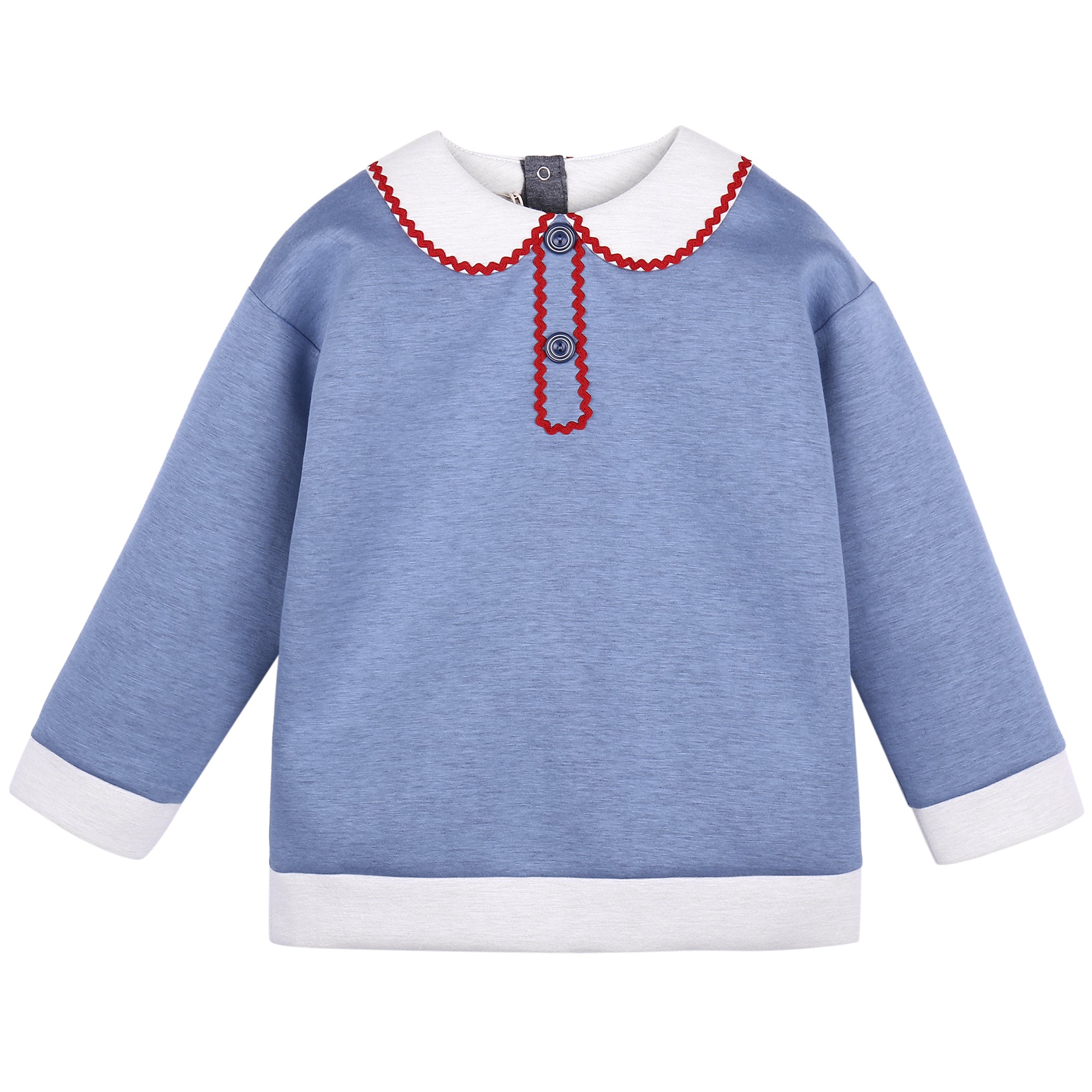 Baby Girls Blue Sweatshirt With Collar Trim