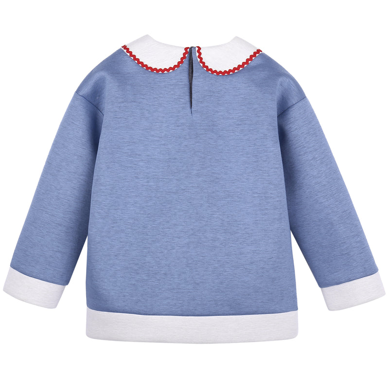 Baby Girls Blue Sweatshirt With Collar Trim
