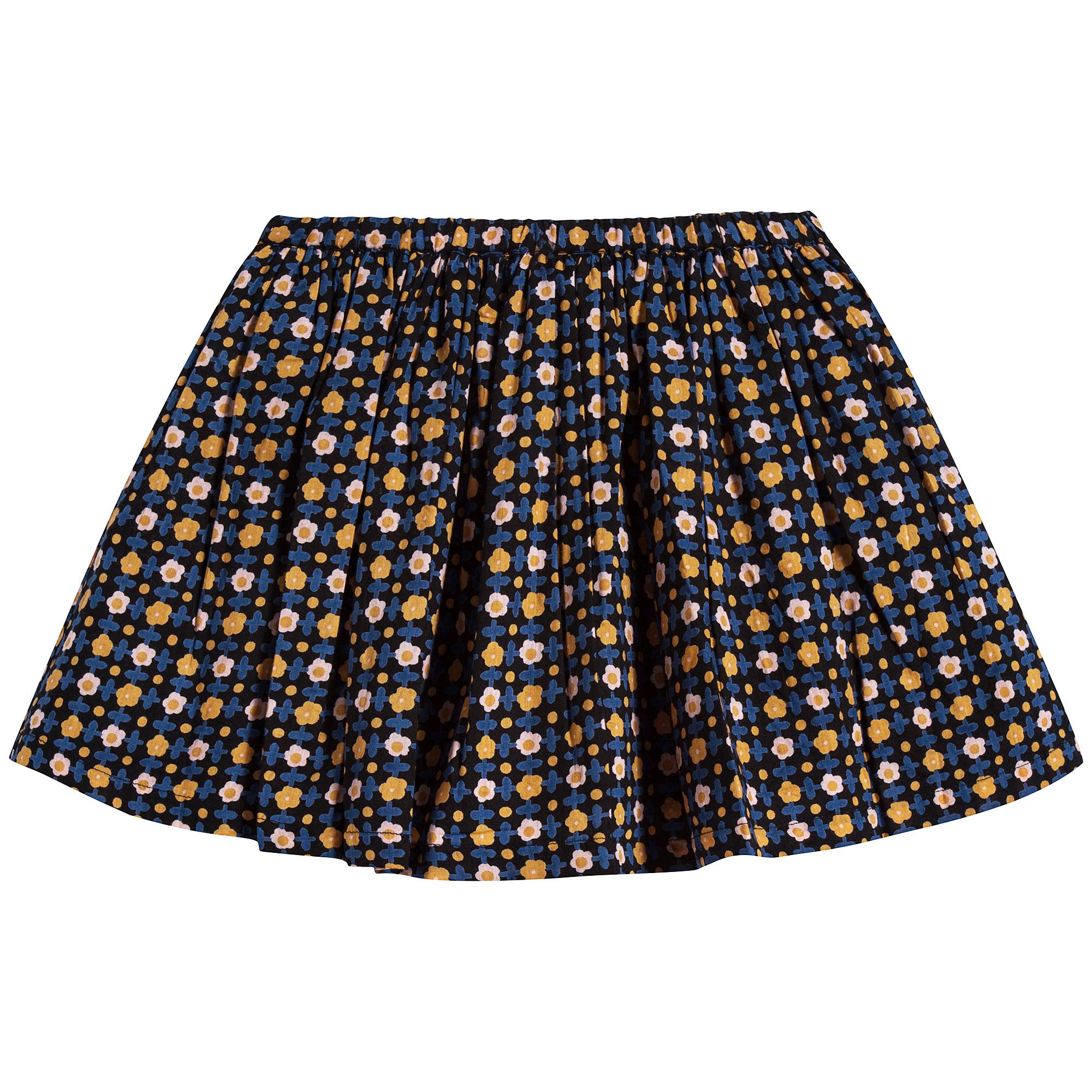 Girls Black Flower Cotton Skirt