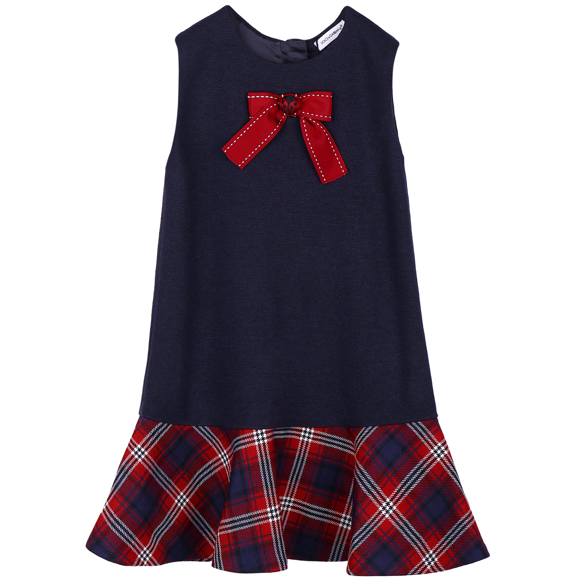 Girls Navy Blue Dress With Bow