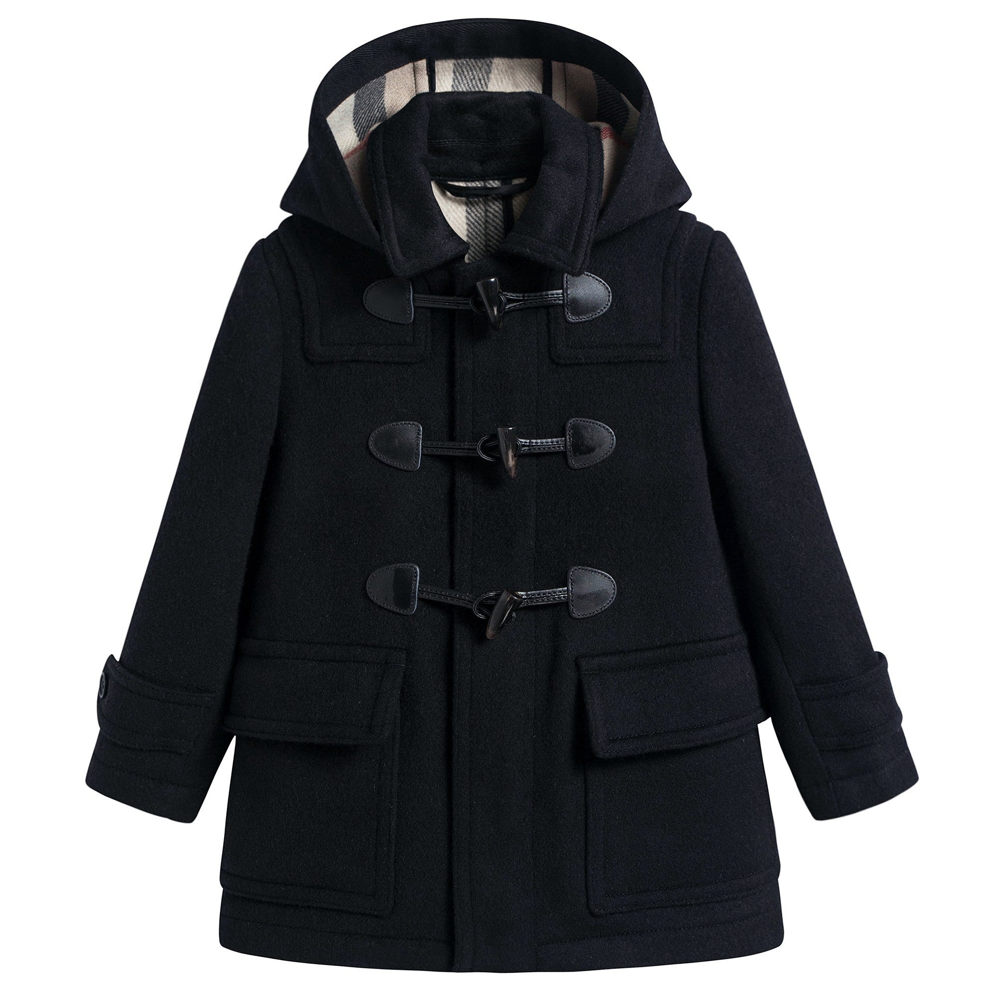 Girls  Black   Wool Duffle Coat