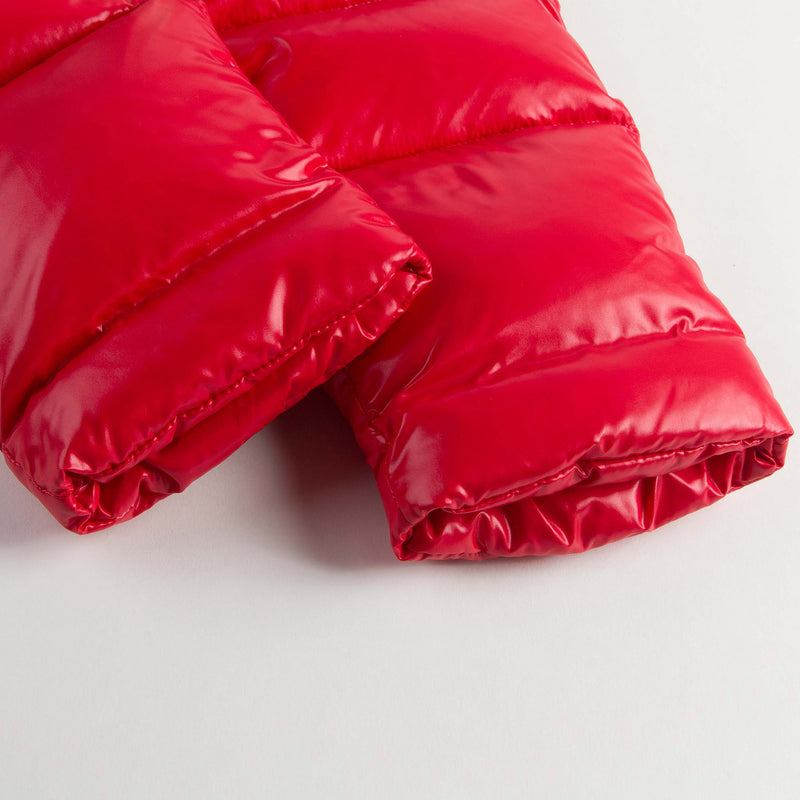 Baby Red Plush Trims Hooded Padded Down 'Crystal'Snowsuit