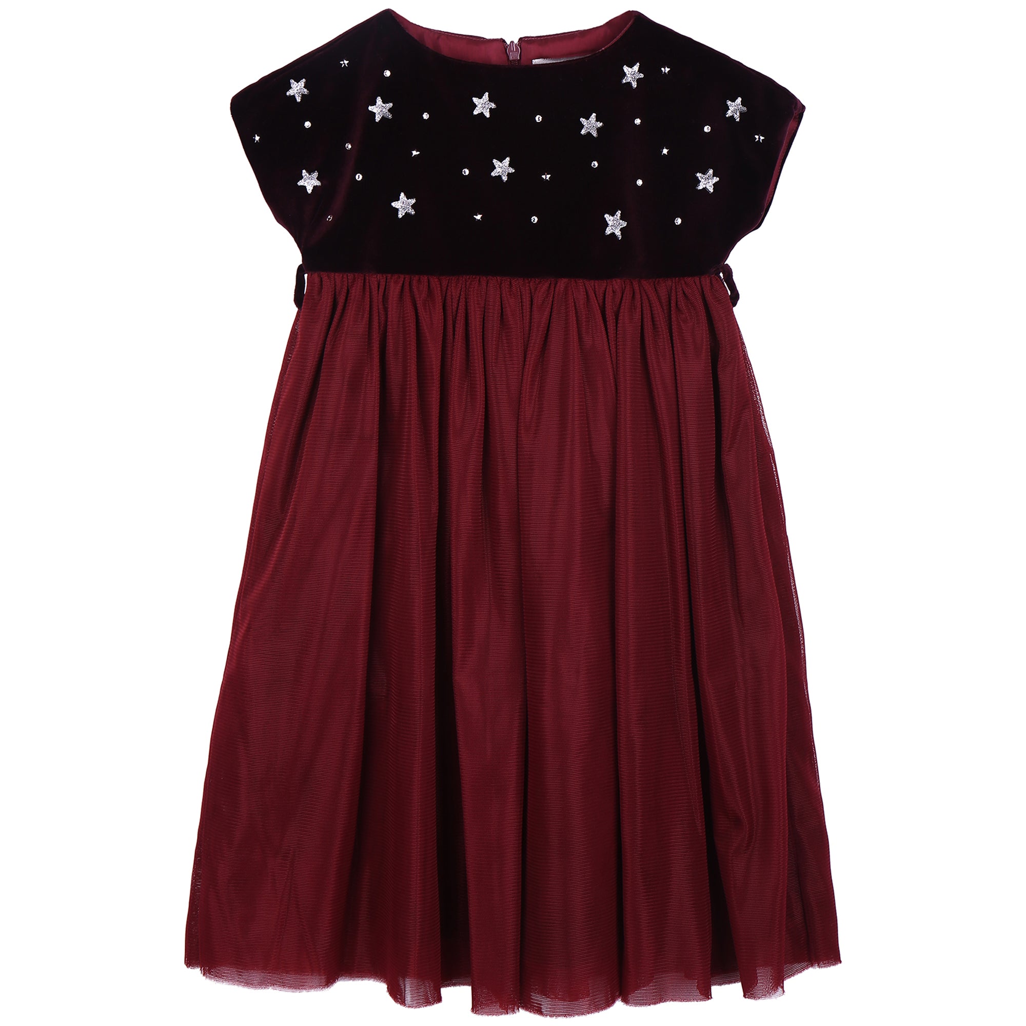Girls Red Dress With Star Trims