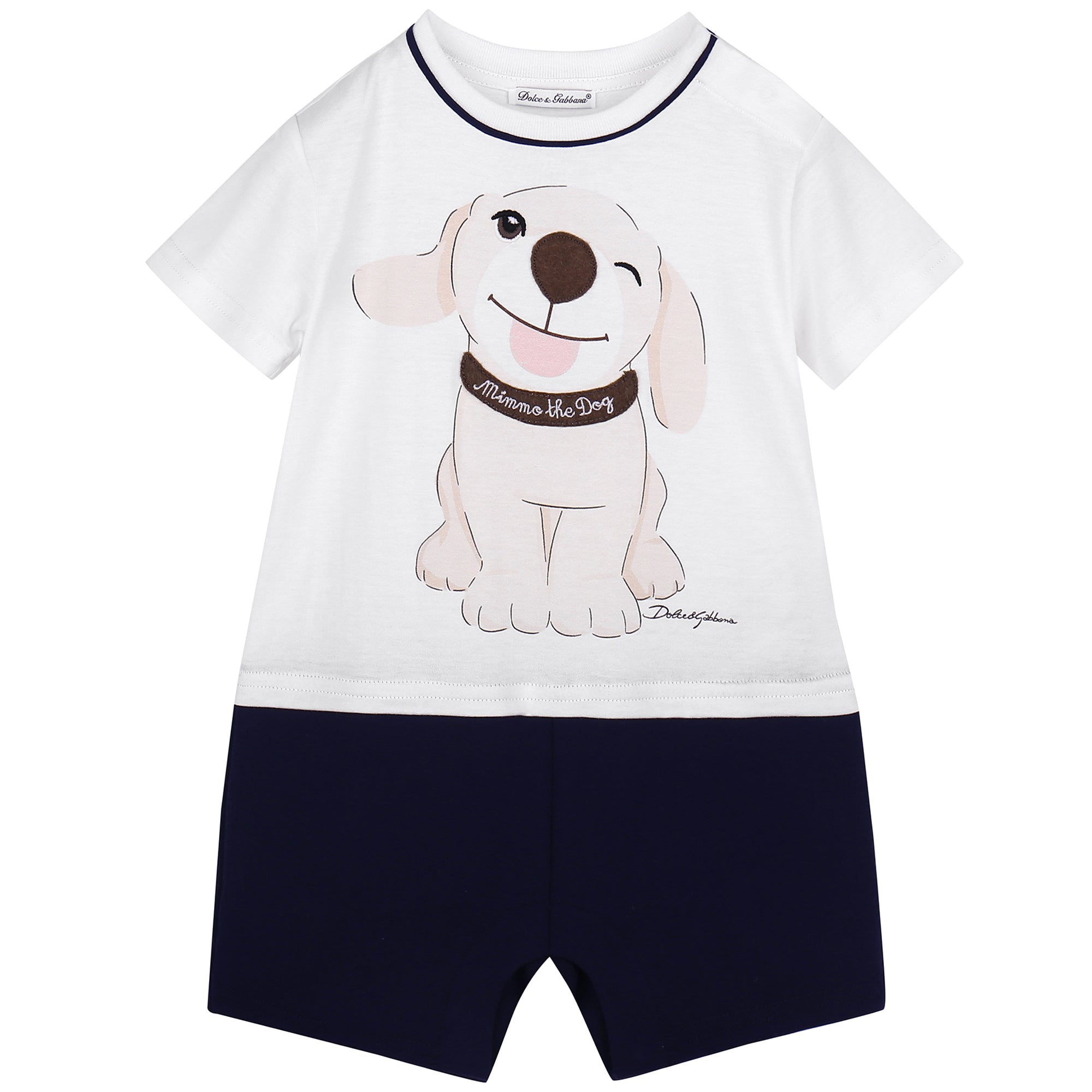 Baby White Dog Babygrow
